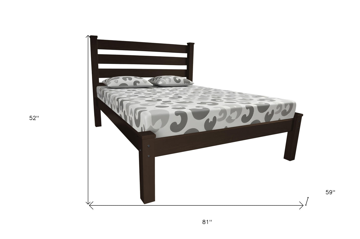 Dark Brown Solid Wood Full Bed Frame
