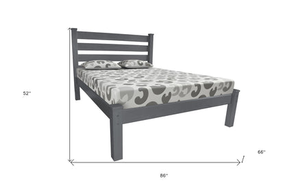 Gray Solid Wood Queen Bed Frame