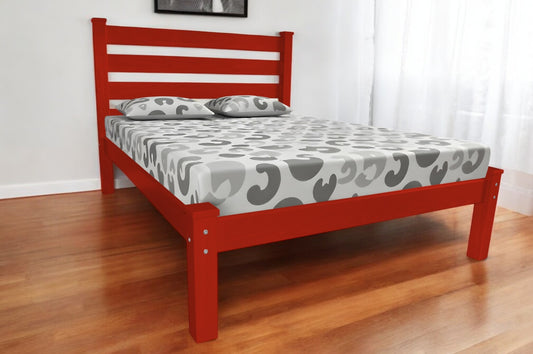 Red Solid Wood Queen Bed Frame