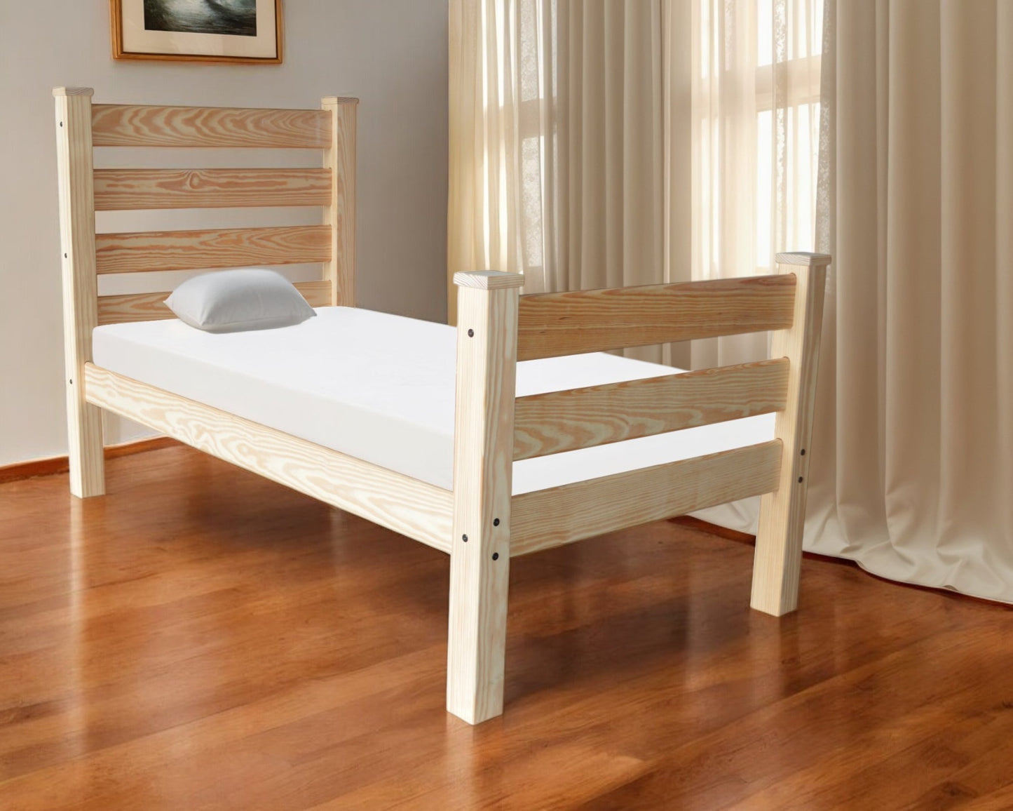 Natural Solid Wood Twin Bed Frame
