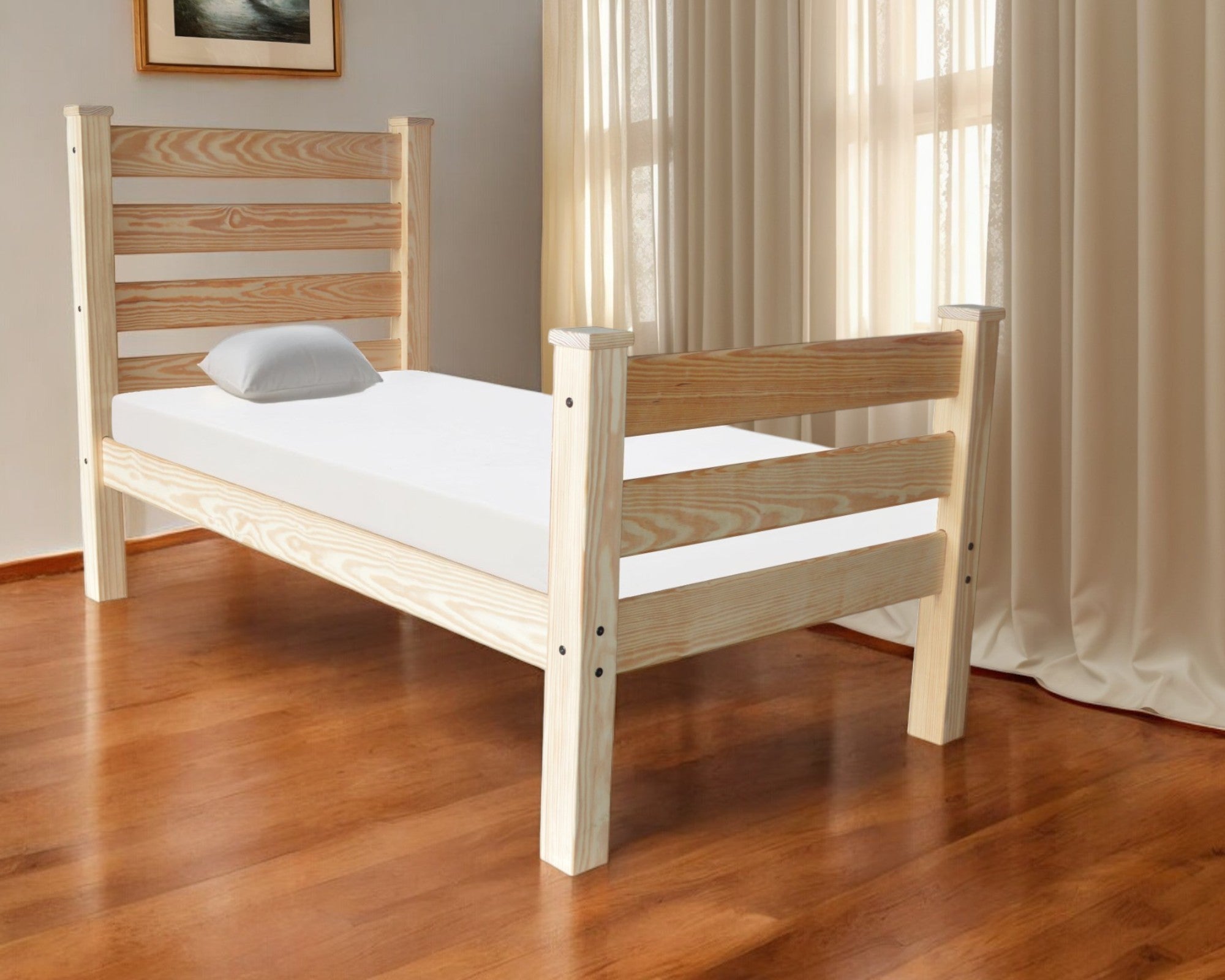 Natural Solid Wood Twin Bed Frame