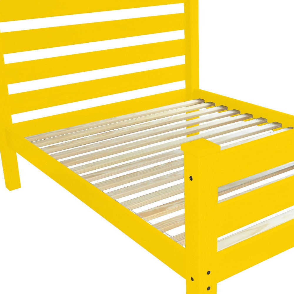 Canary Yellow Solid Wood Full Bed Frame