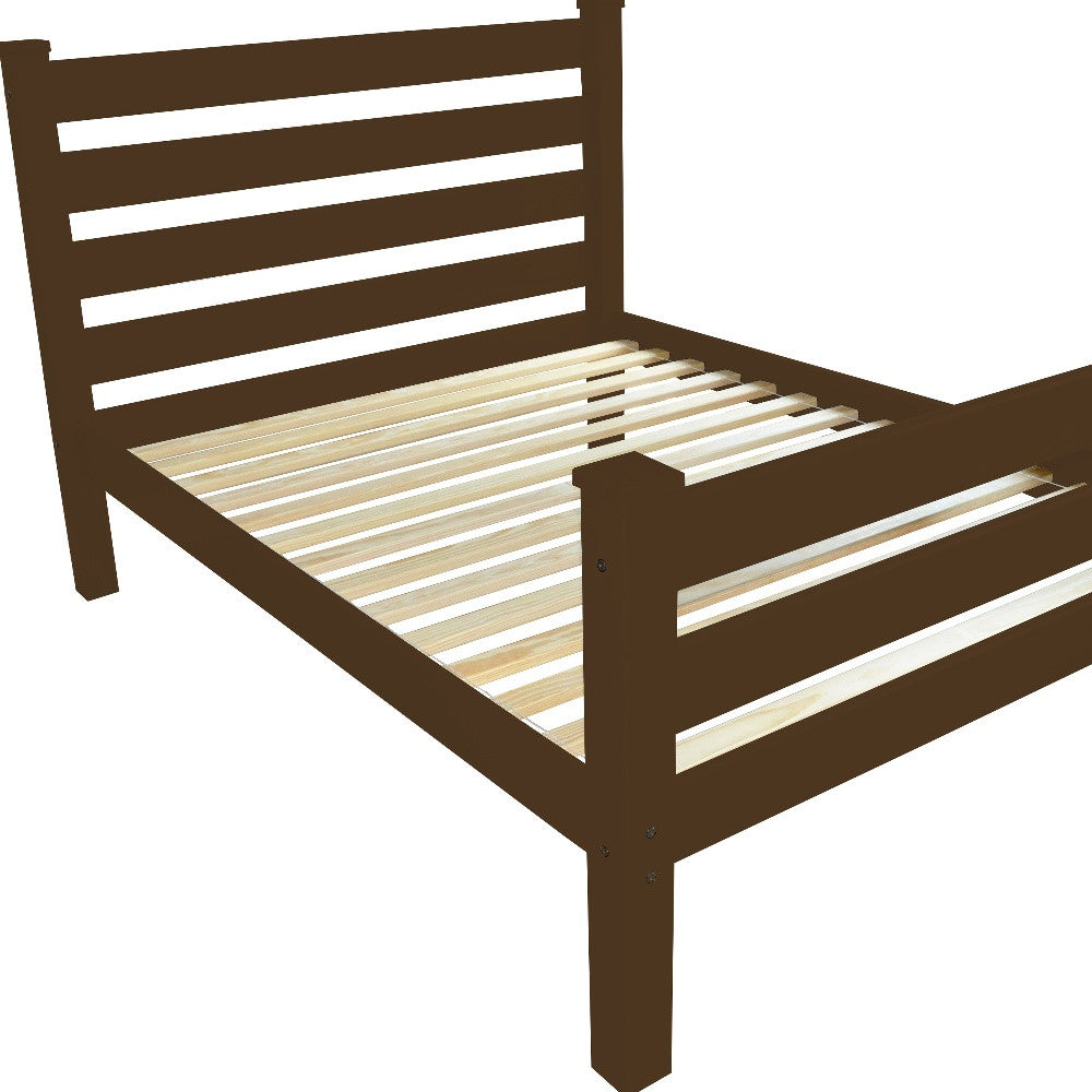 Coffee Solid Wood Full Bed Frame