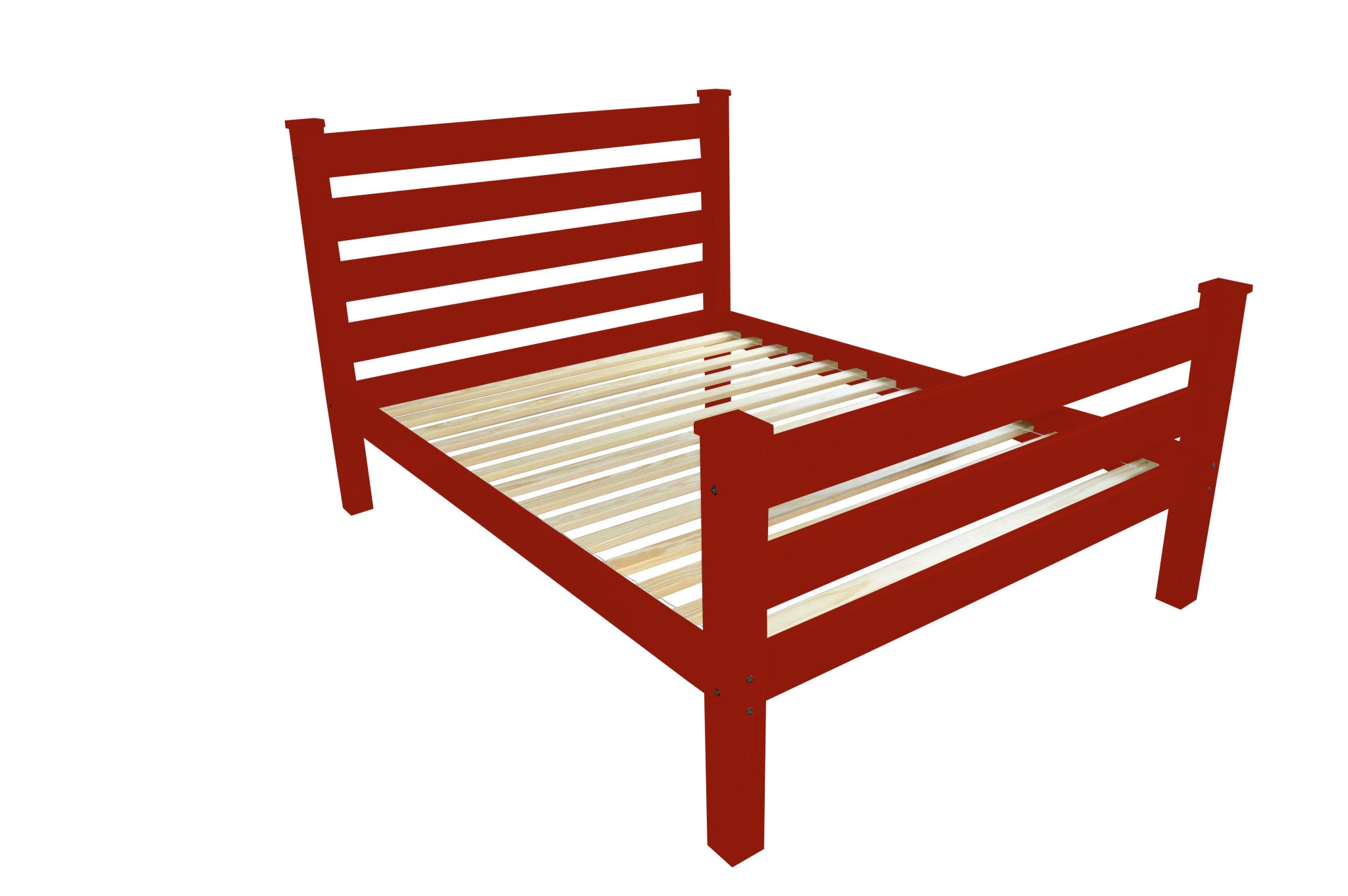 Red Solid Wood Full Bed Frame