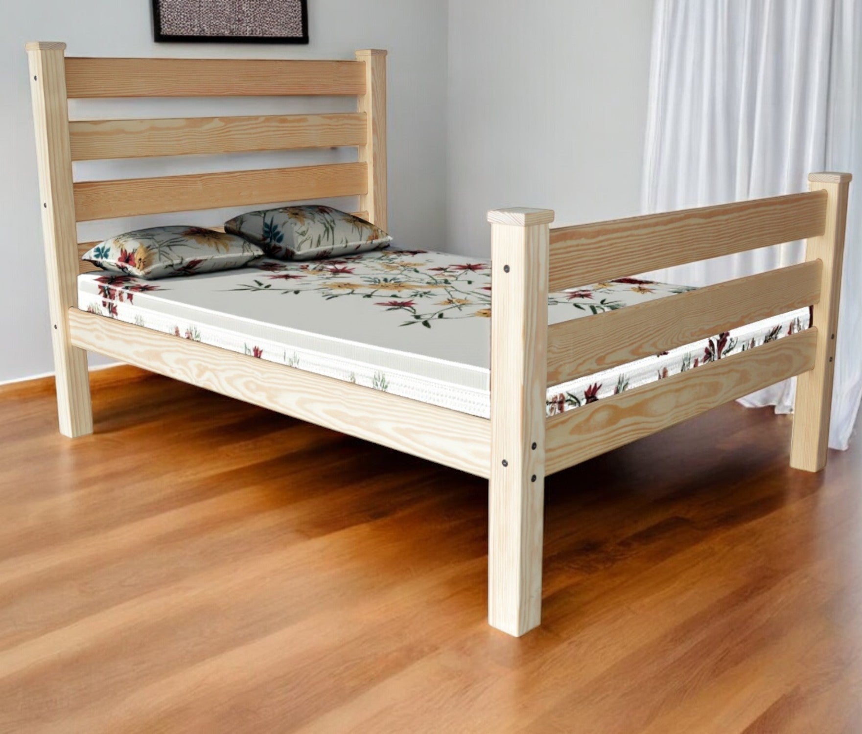 Natural Solid Wood Full Bed Frame
