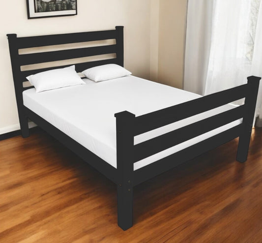 Black Solid Wood Queen Bed Frame