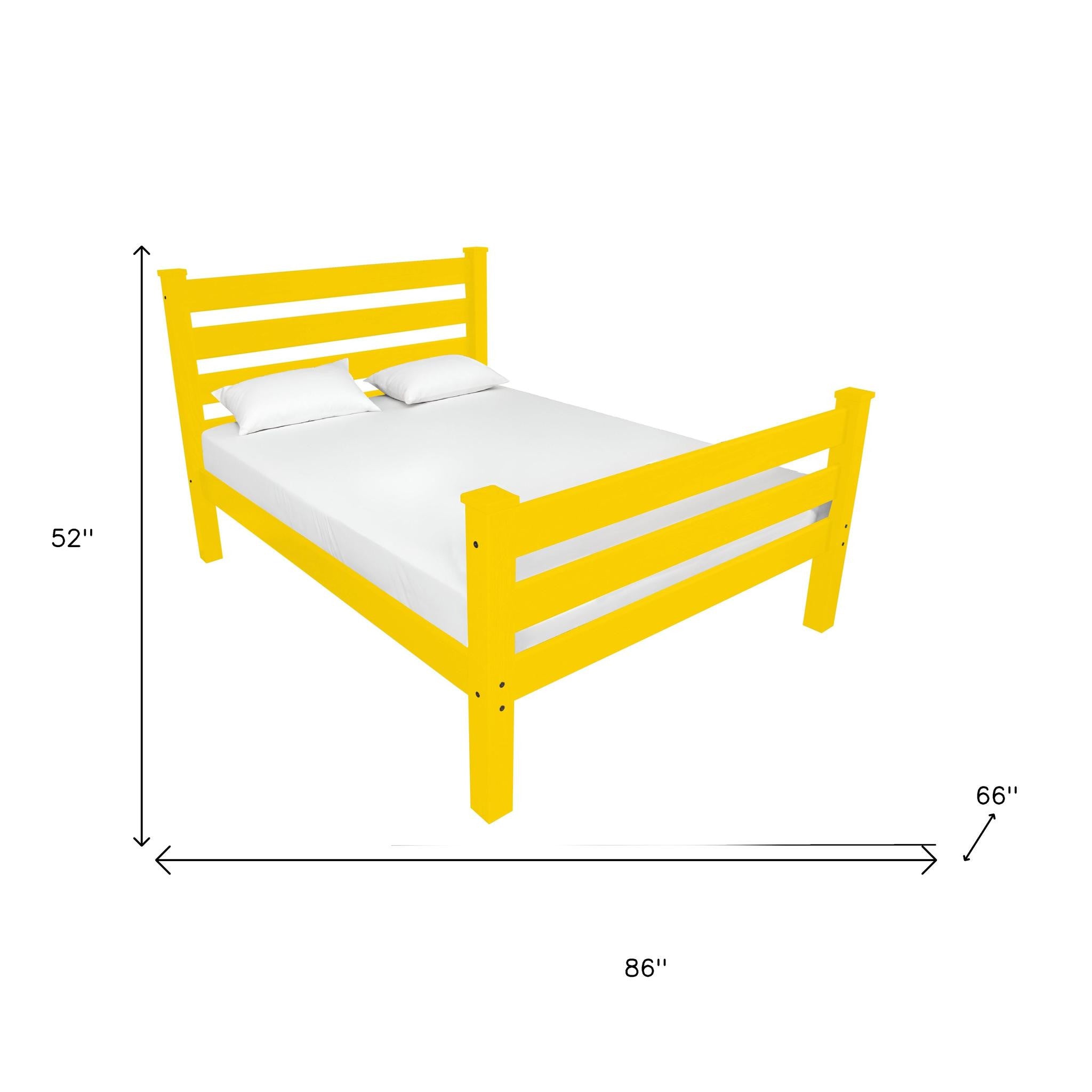 Yellow Solid Wood Queen Bed Frame