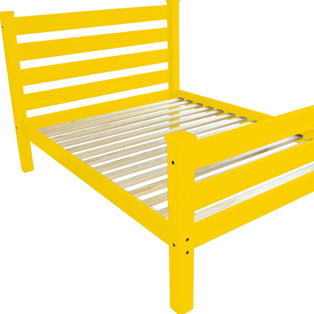 Yellow Solid Wood Queen Bed Frame