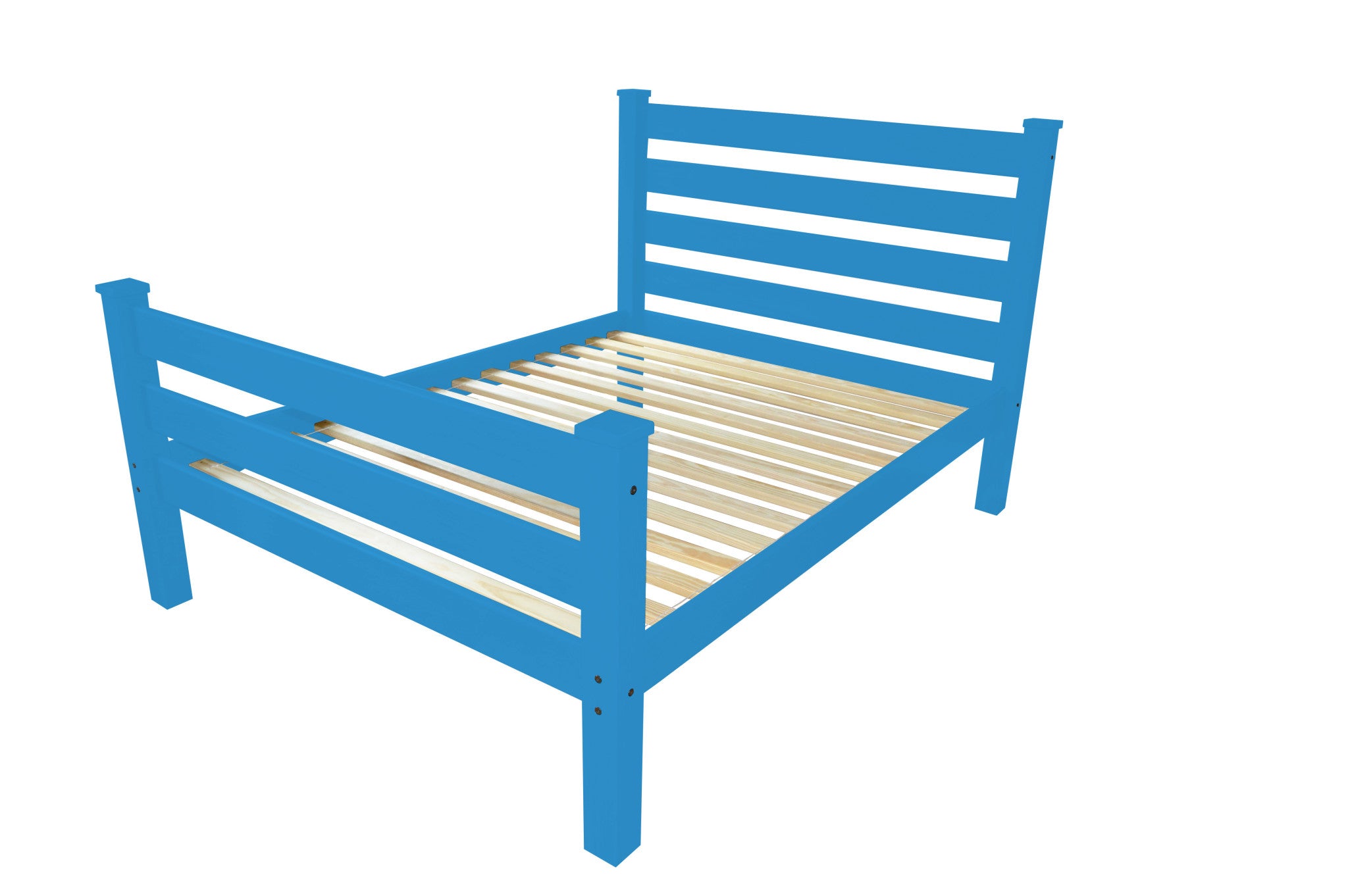 Caribbean Blue Solid Wood Queen Bed Frame