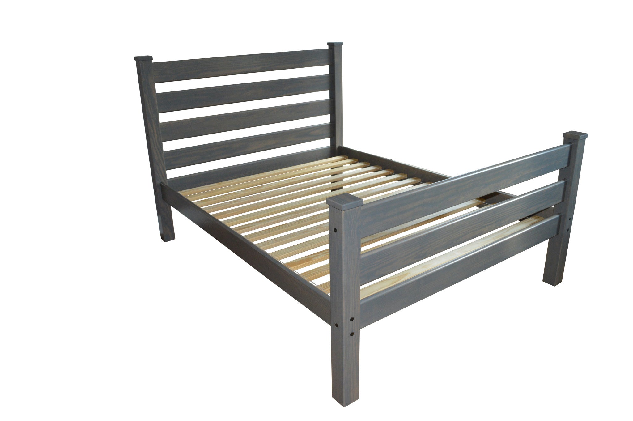 Gray Solid Wood Queen Bed Frame