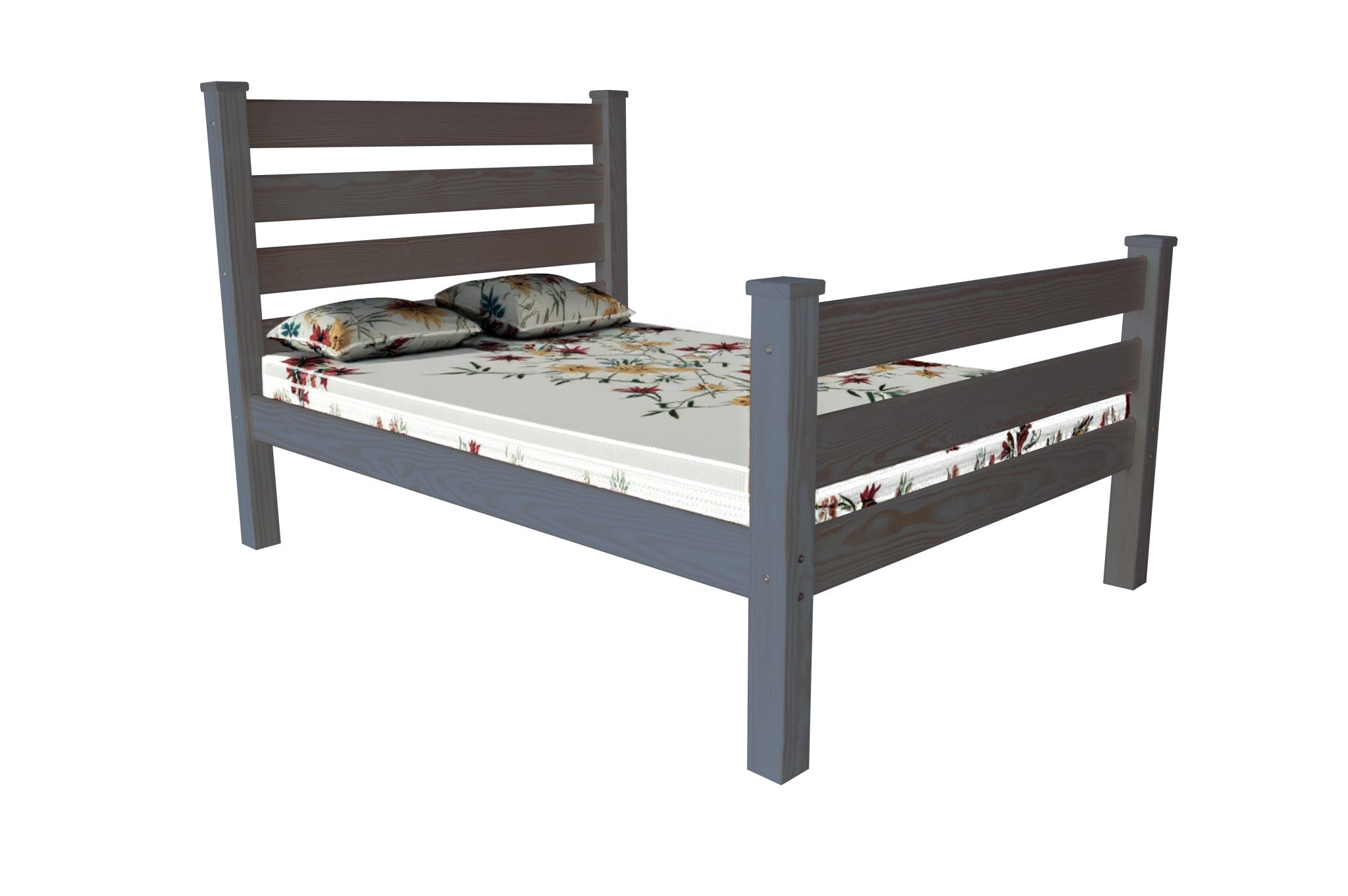 Gray Solid Wood Queen Bed Frame