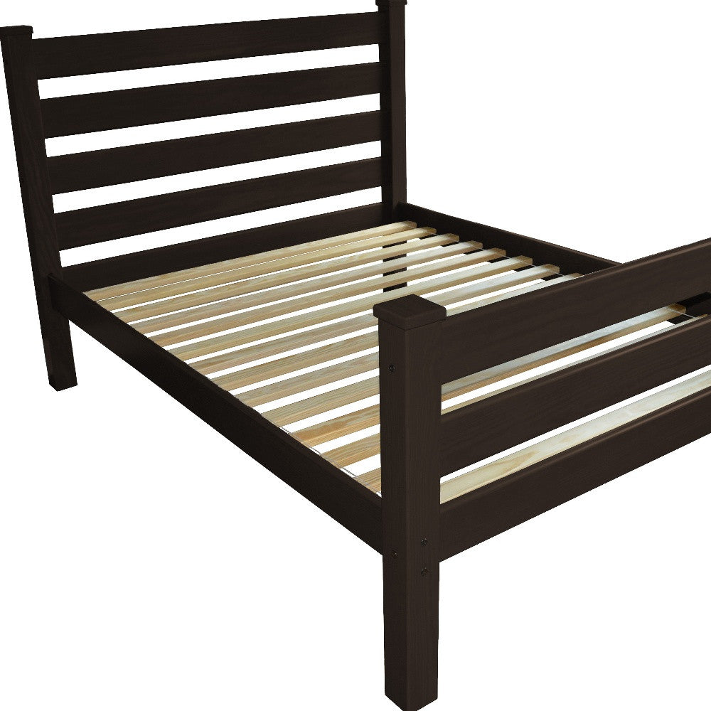 Brown Solid Wood Queen Bed Frame