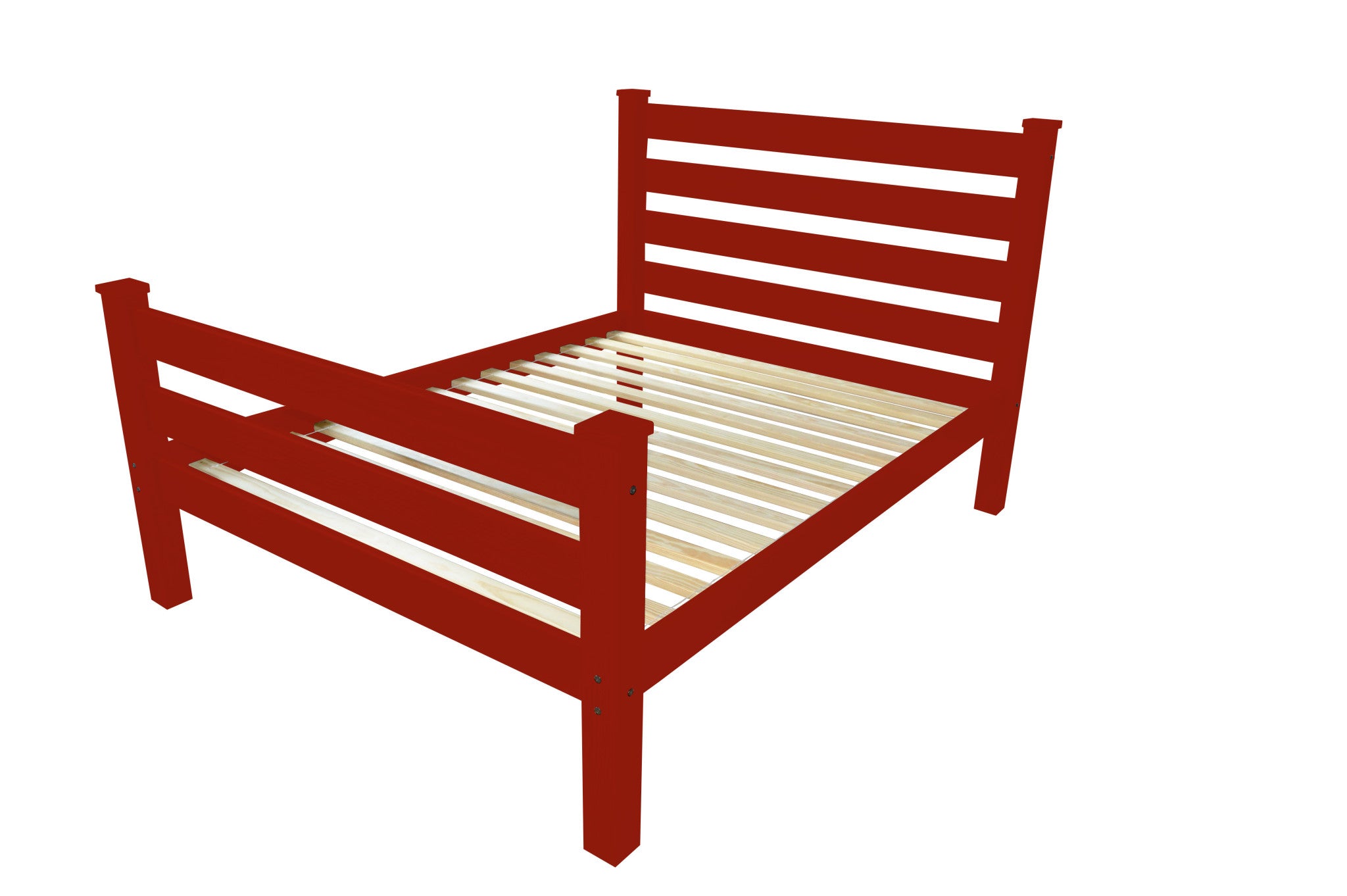 Red Solid Wood Queen Bed Frame