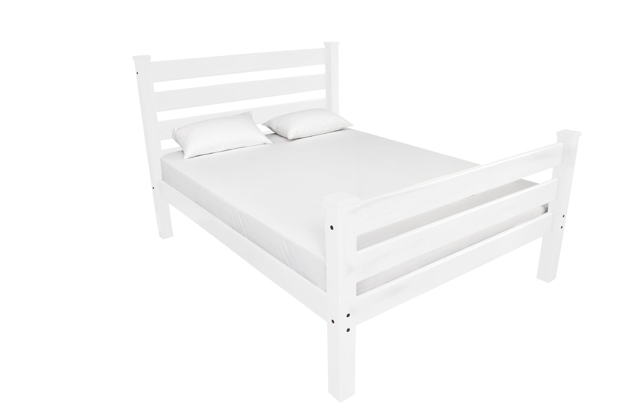 White Solid Wood Queen Bed Frame