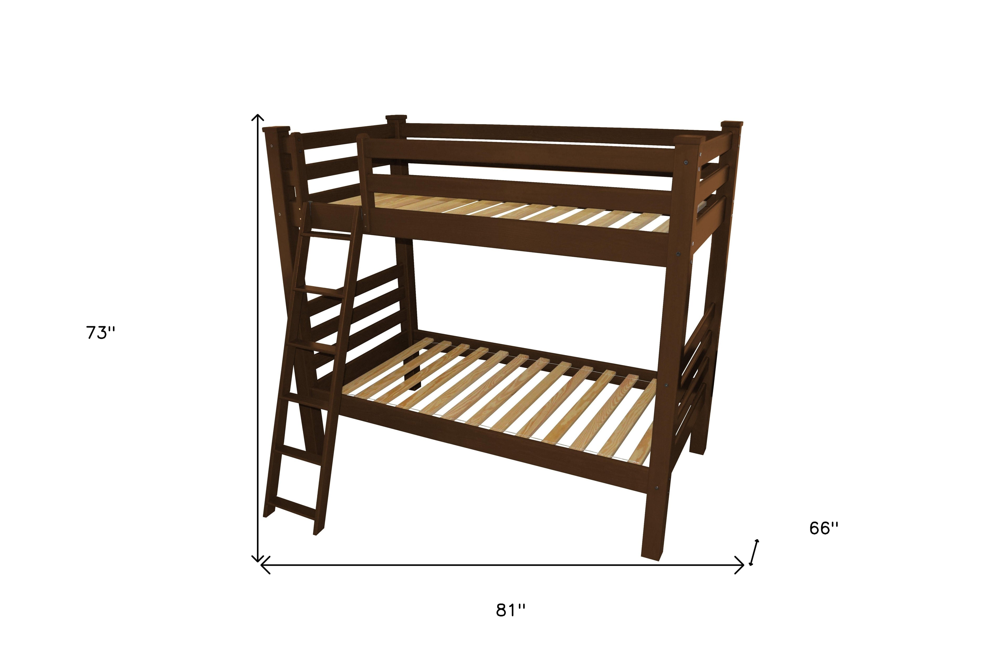 Red Twin Over Twin Solid Wood Bunk Bed