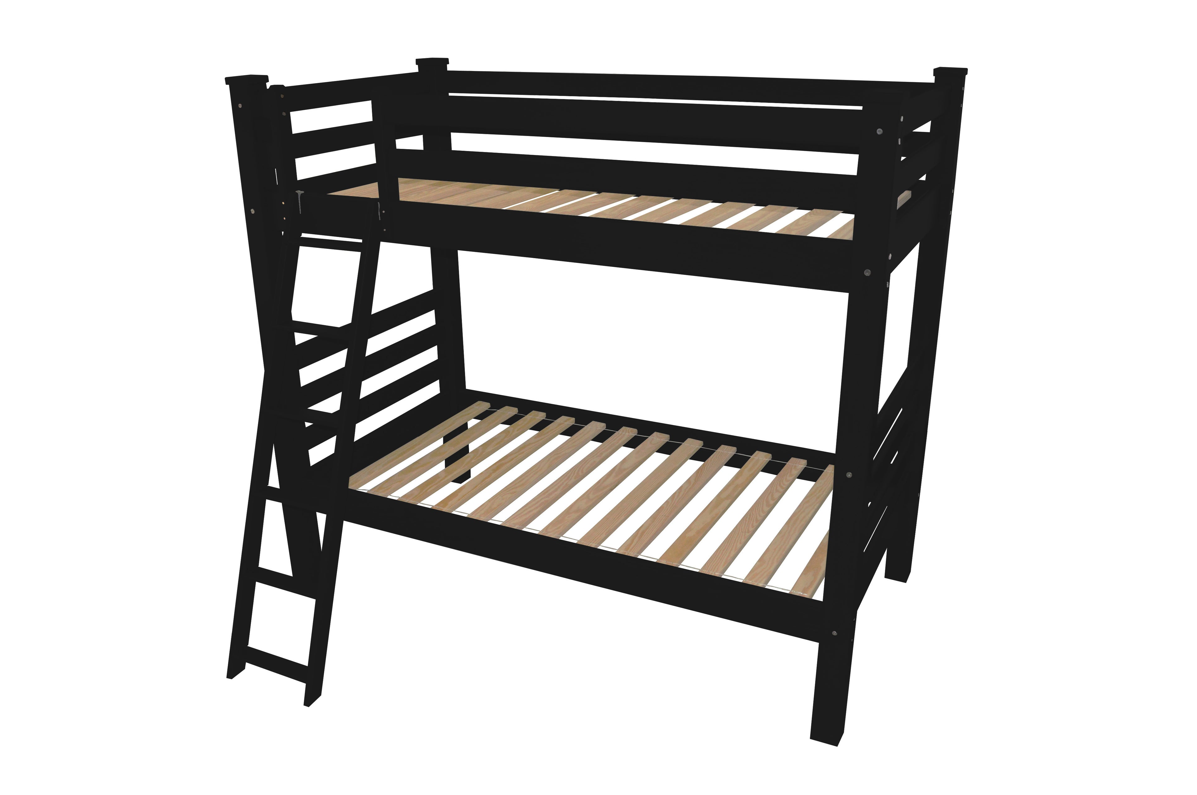 Black Twin Over Twin Solid Wood Bunk Bed