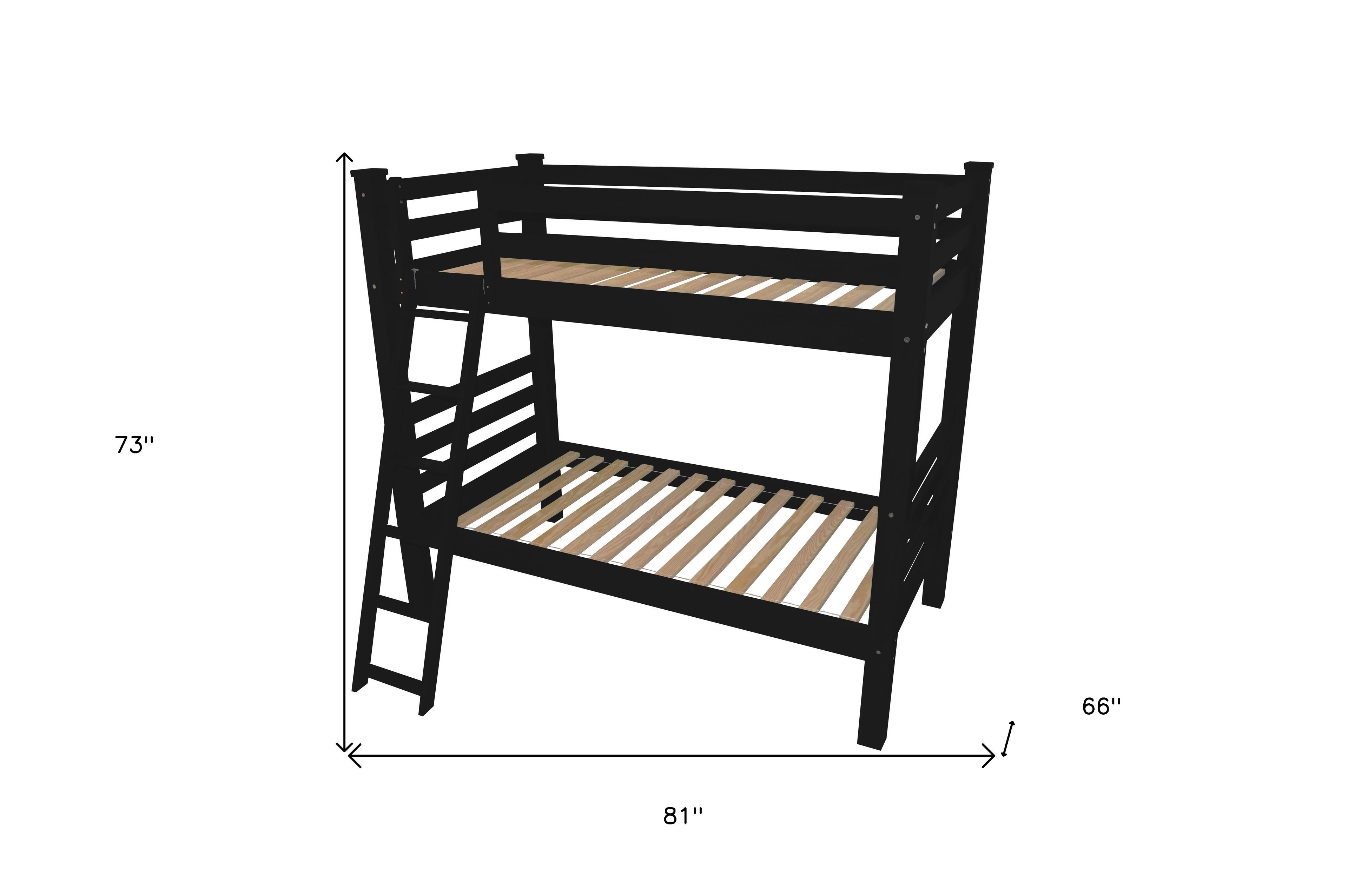 Black Twin Over Twin Solid Wood Bunk Bed