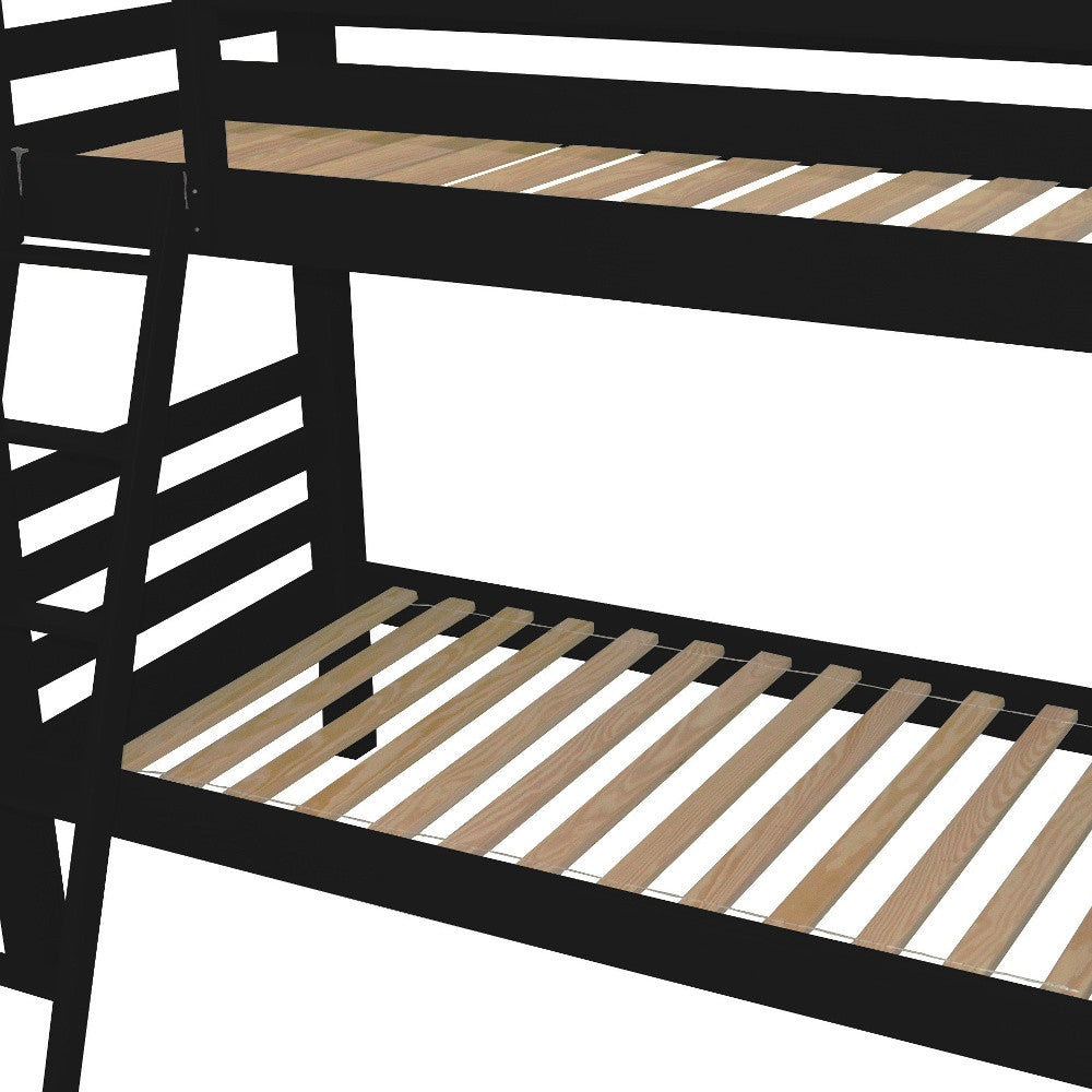 Black Twin Over Twin Solid Wood Bunk Bed