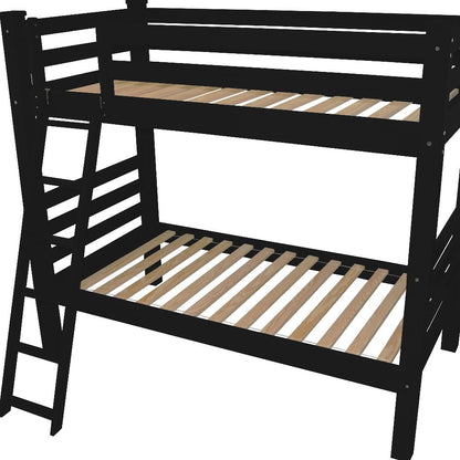 Black Twin Over Twin Solid Wood Bunk Bed