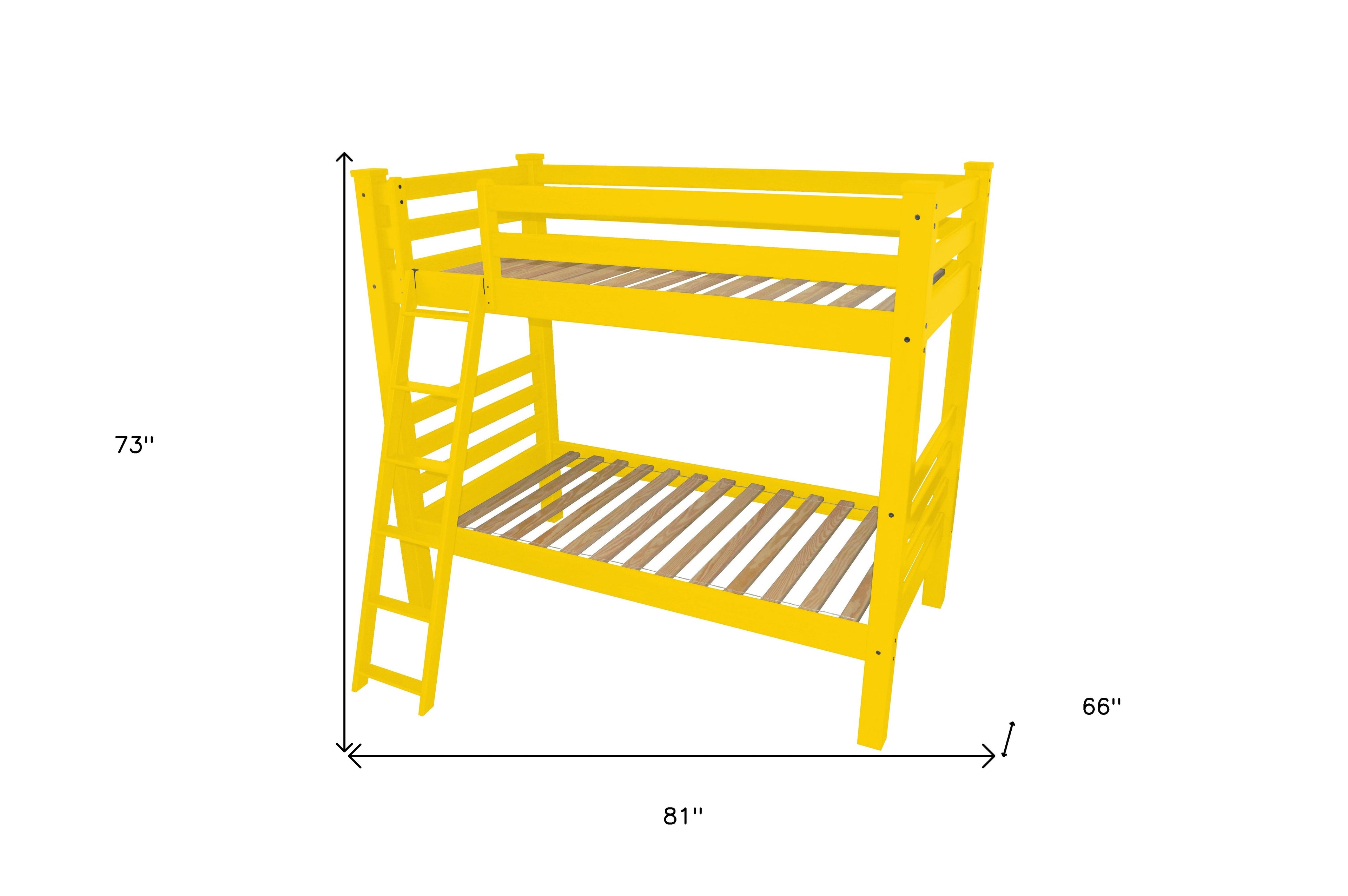 Yellow Twin Traditional Solid Wood Bunk Bed