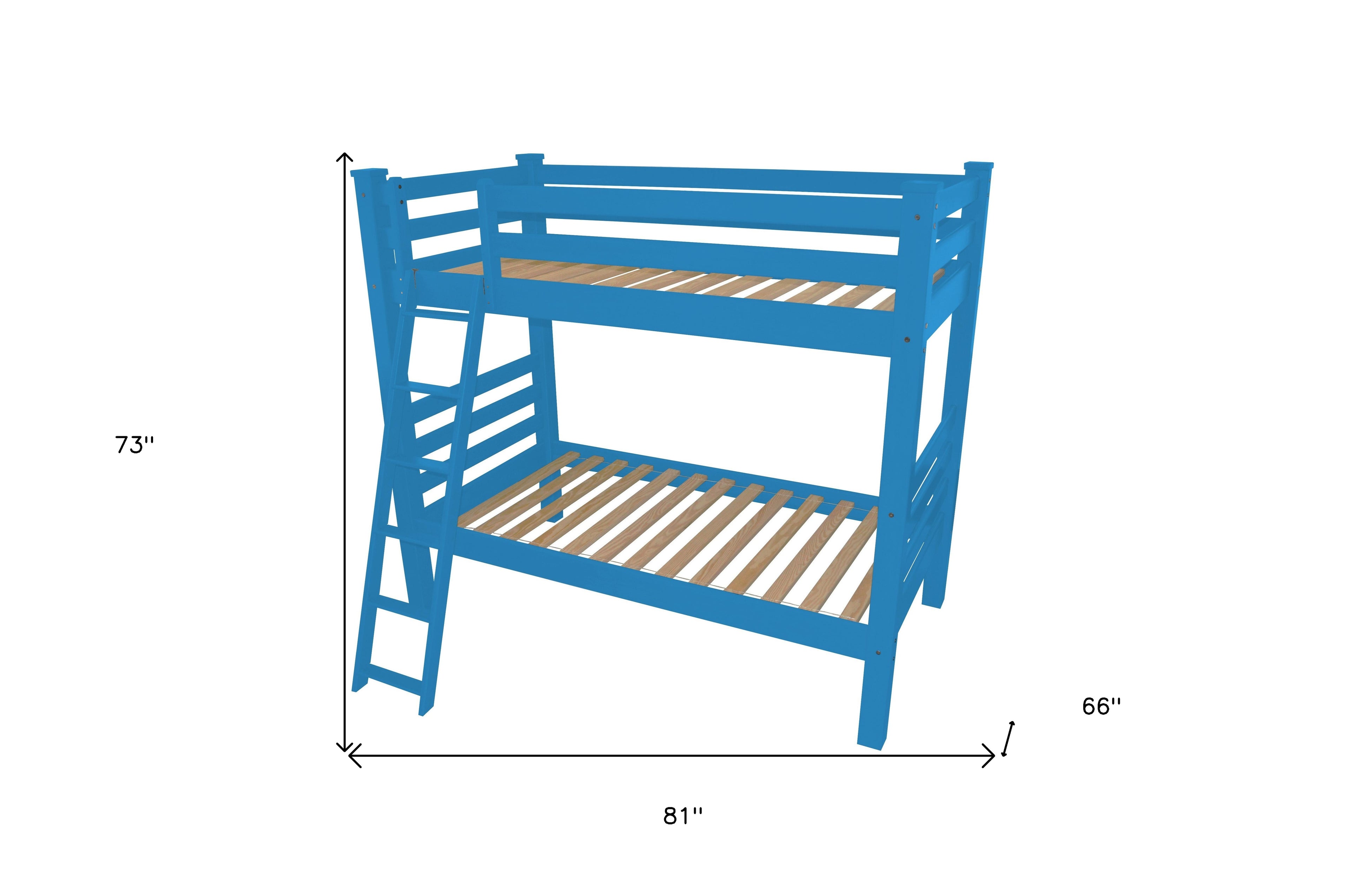 Blue Twin Traditional Solid Wood Bunk Bed