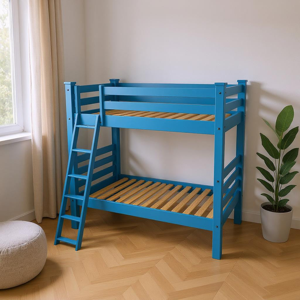 Blue Twin Traditional Solid Wood Bunk Bed