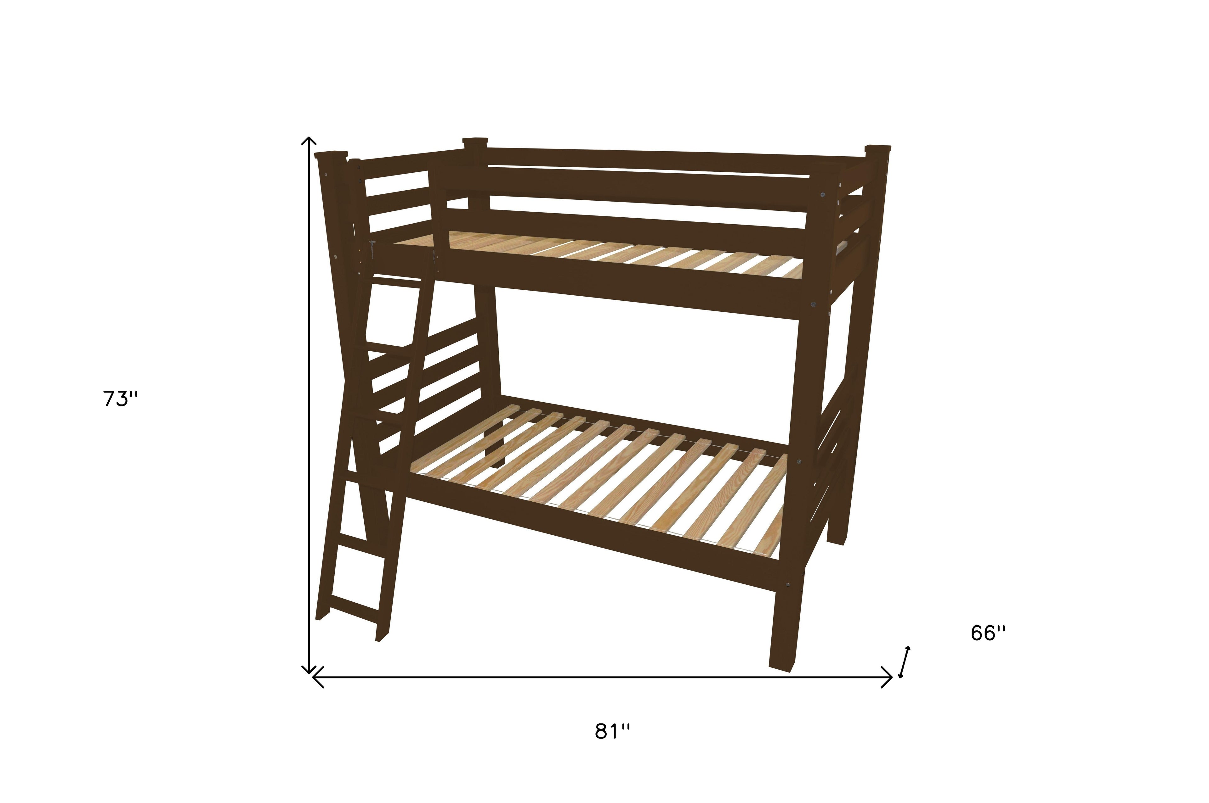 Brown Twin Traditional Solid Wood Bunk Bed