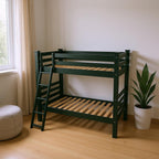 Green Twin Traditional Solid Wood Bunk Bed