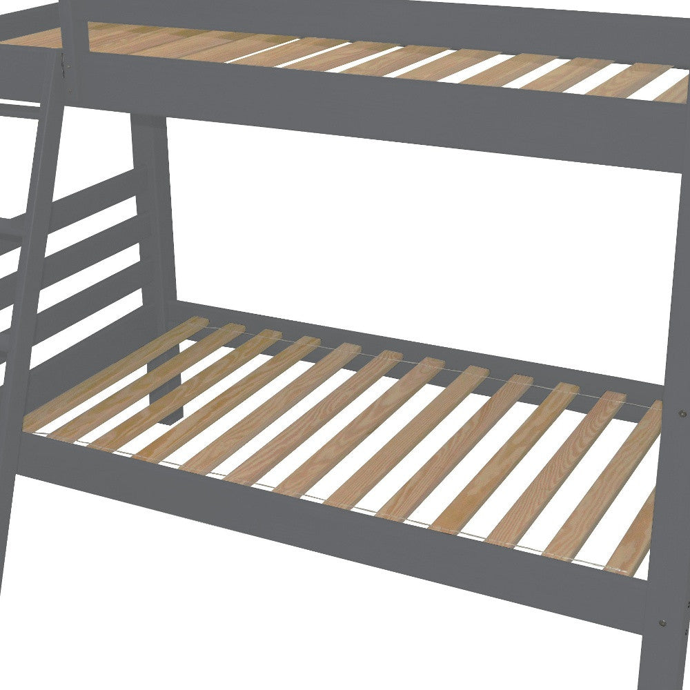 Gray Twin Traditional Solid Wood Bunk Bed