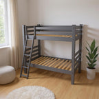 Gray Twin Traditional Solid Wood Bunk Bed