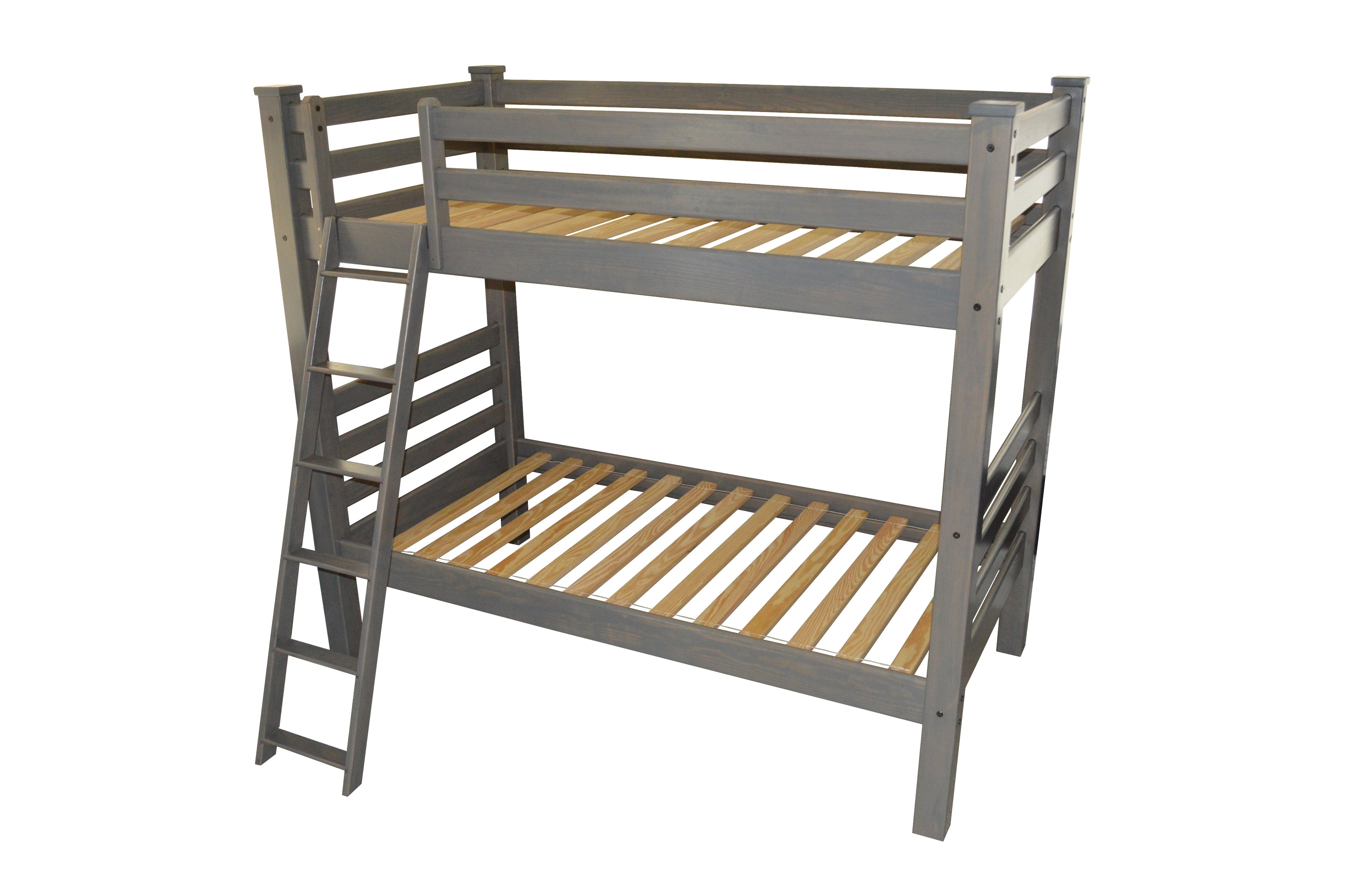 Gray Twin Over Twin Solid Wood Bunk Bed