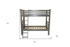 Gray Twin Over Twin Solid Wood Bunk Bed