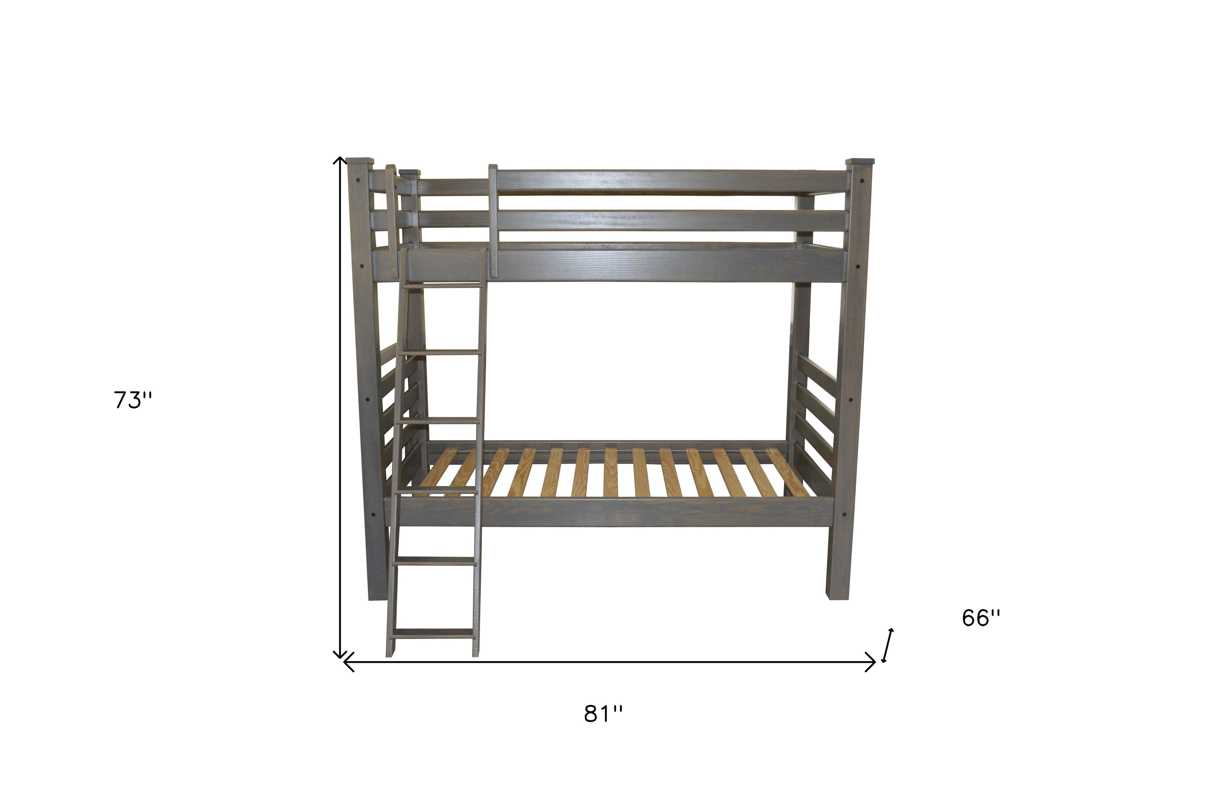 Gray Twin Over Twin Solid Wood Bunk Bed
