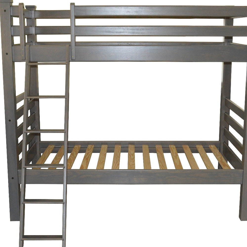 Gray Twin Over Twin Solid Wood Bunk Bed