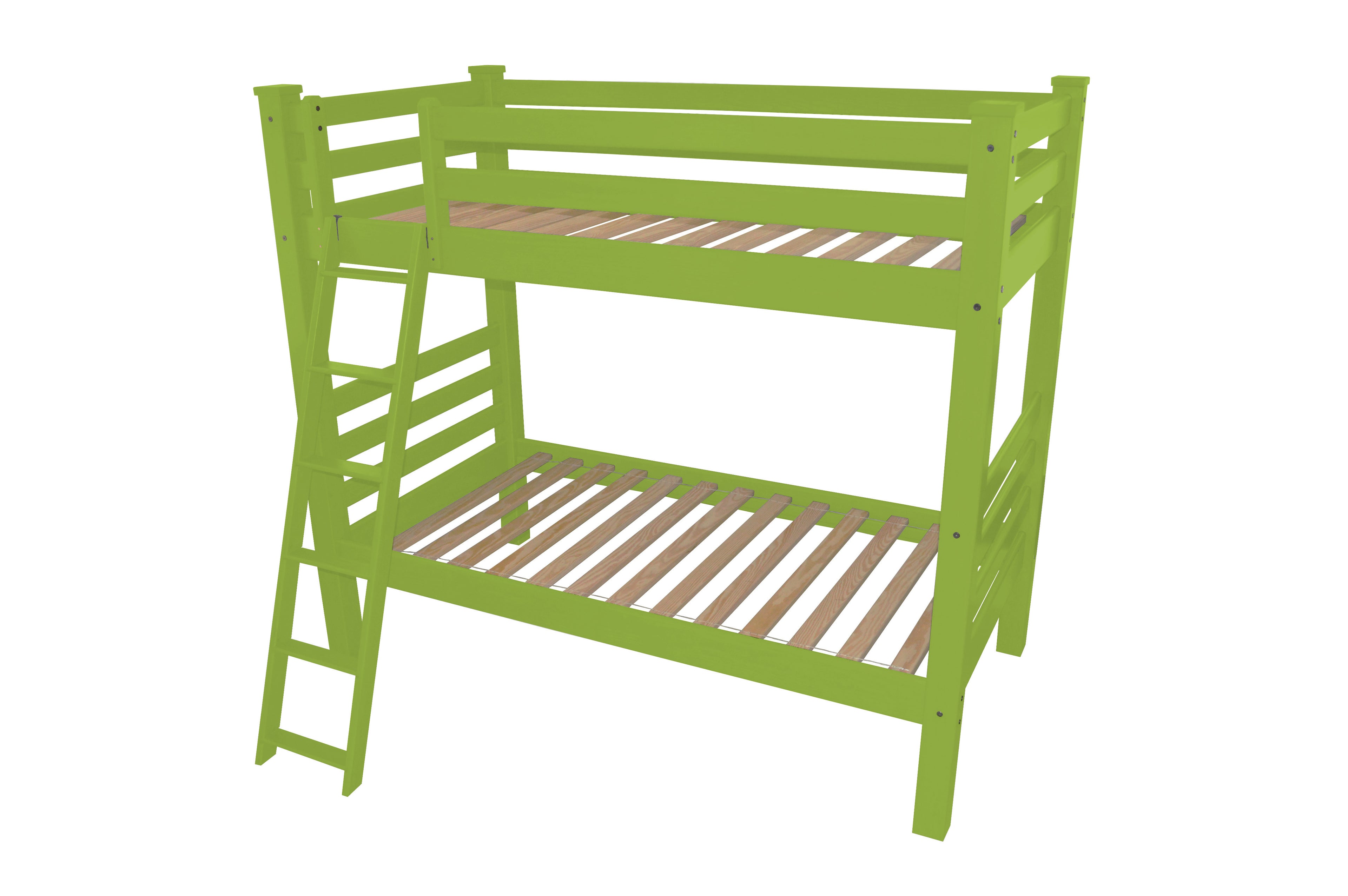Green Twin Traditional Solid Wood Bunk Bed