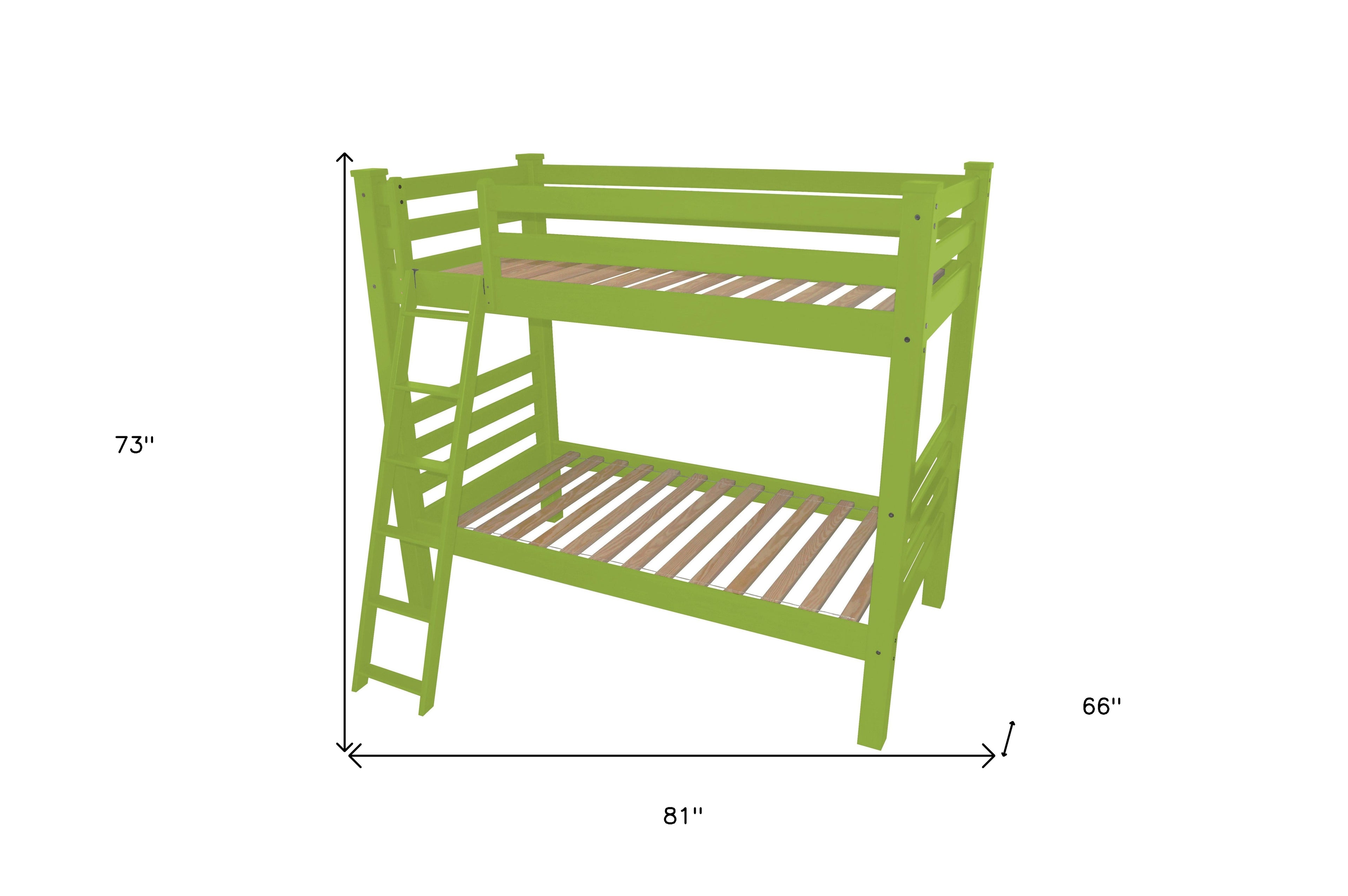 Green Twin Traditional Solid Wood Bunk Bed