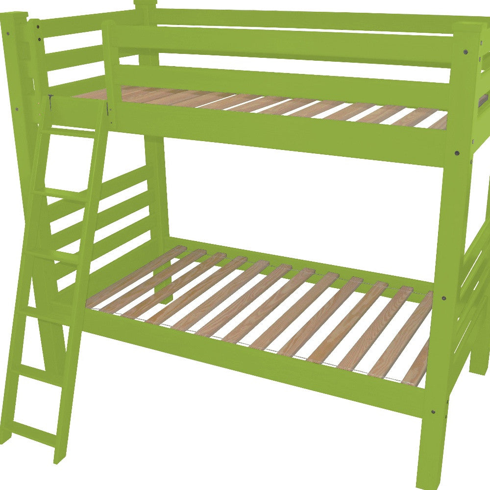 Green Twin Traditional Solid Wood Bunk Bed