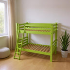 Green Twin Traditional Solid Wood Bunk Bed
