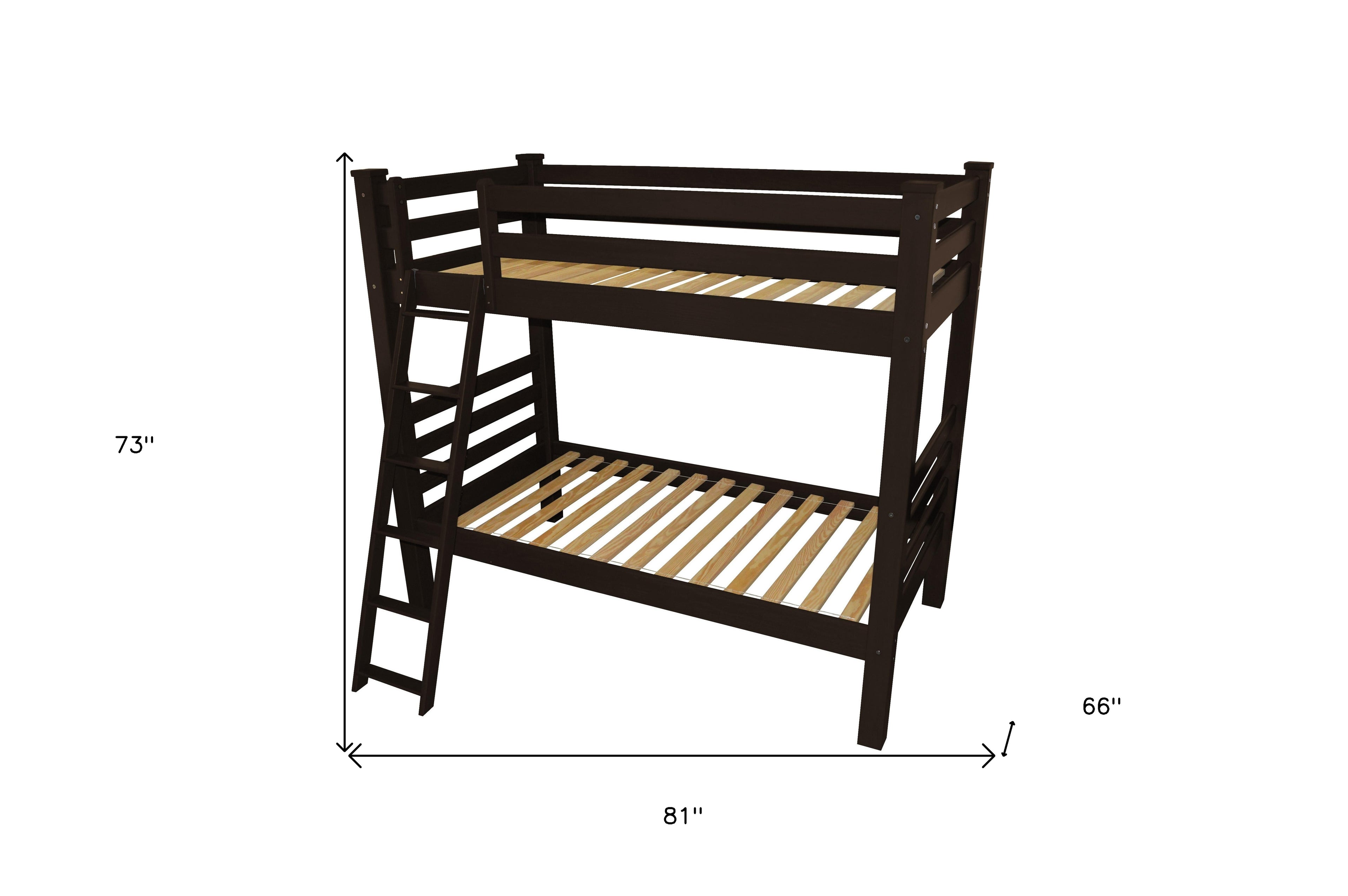 Brown Twin Over Twin Solid Wood Bunk Bed