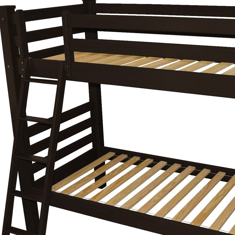 Brown Twin Over Twin Solid Wood Bunk Bed