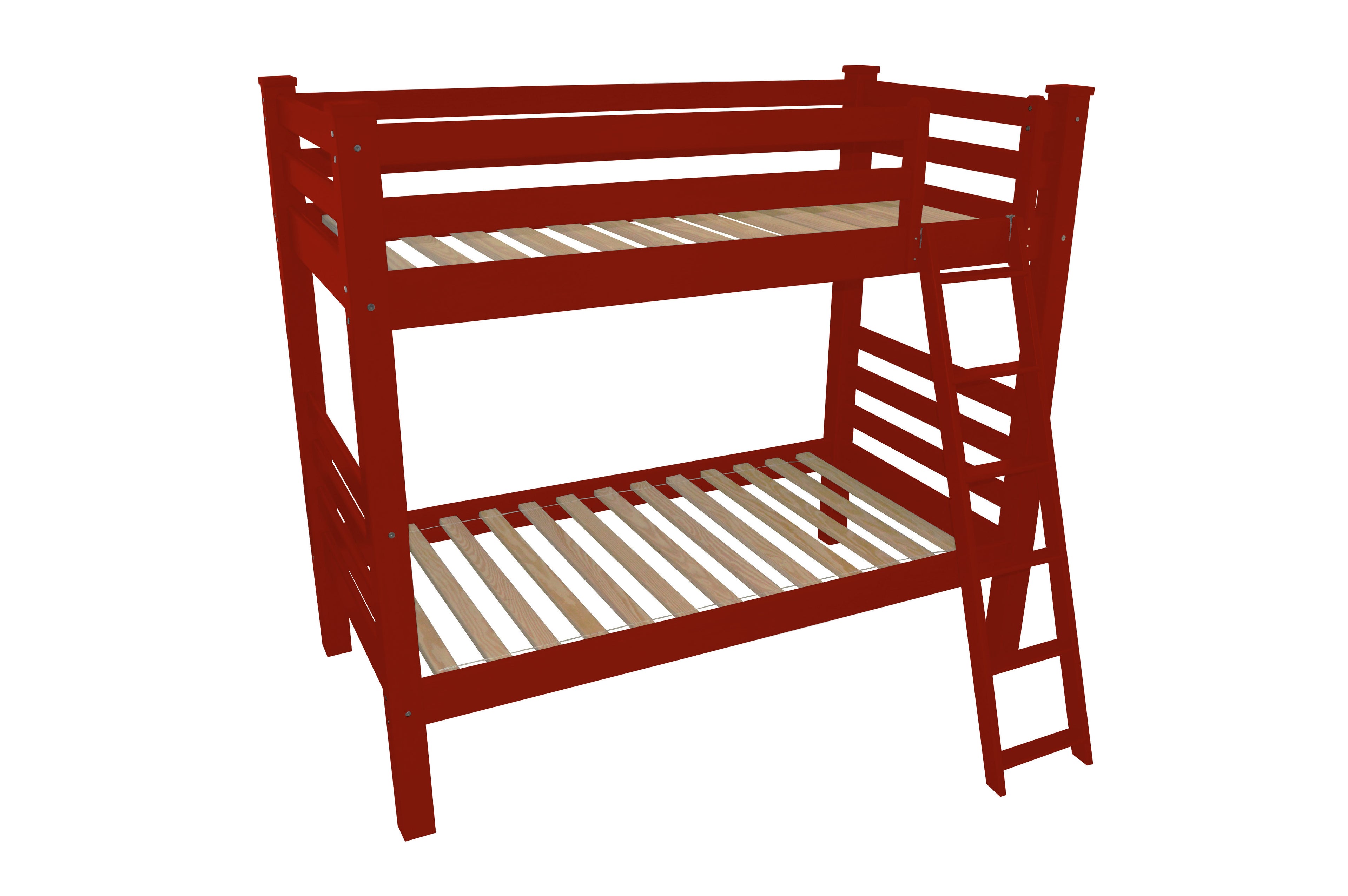 Red Twin Traditional Solid Wood Bunk Bed