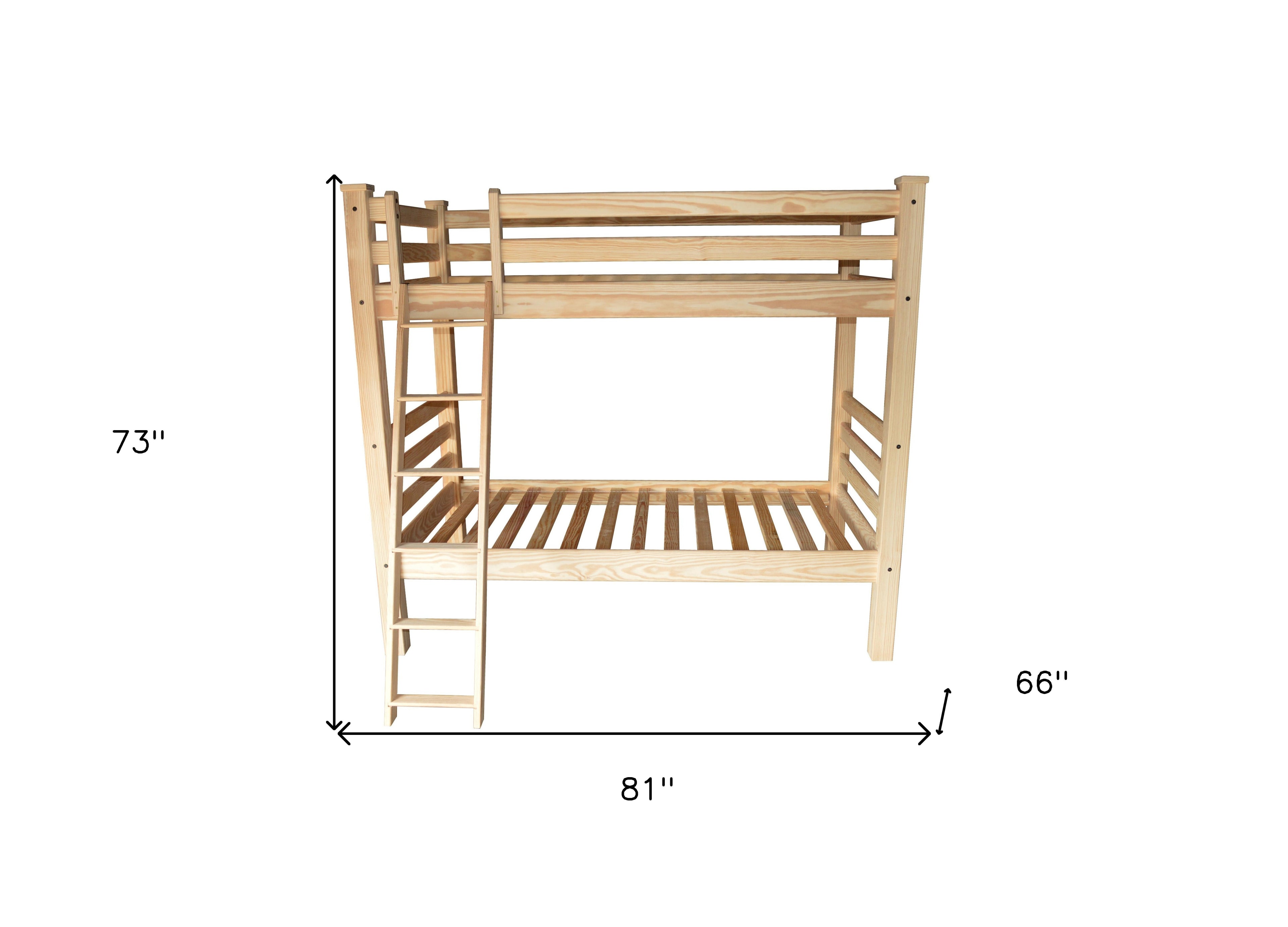 Natural Twin Over Twin Solid Wood Bunk Bed