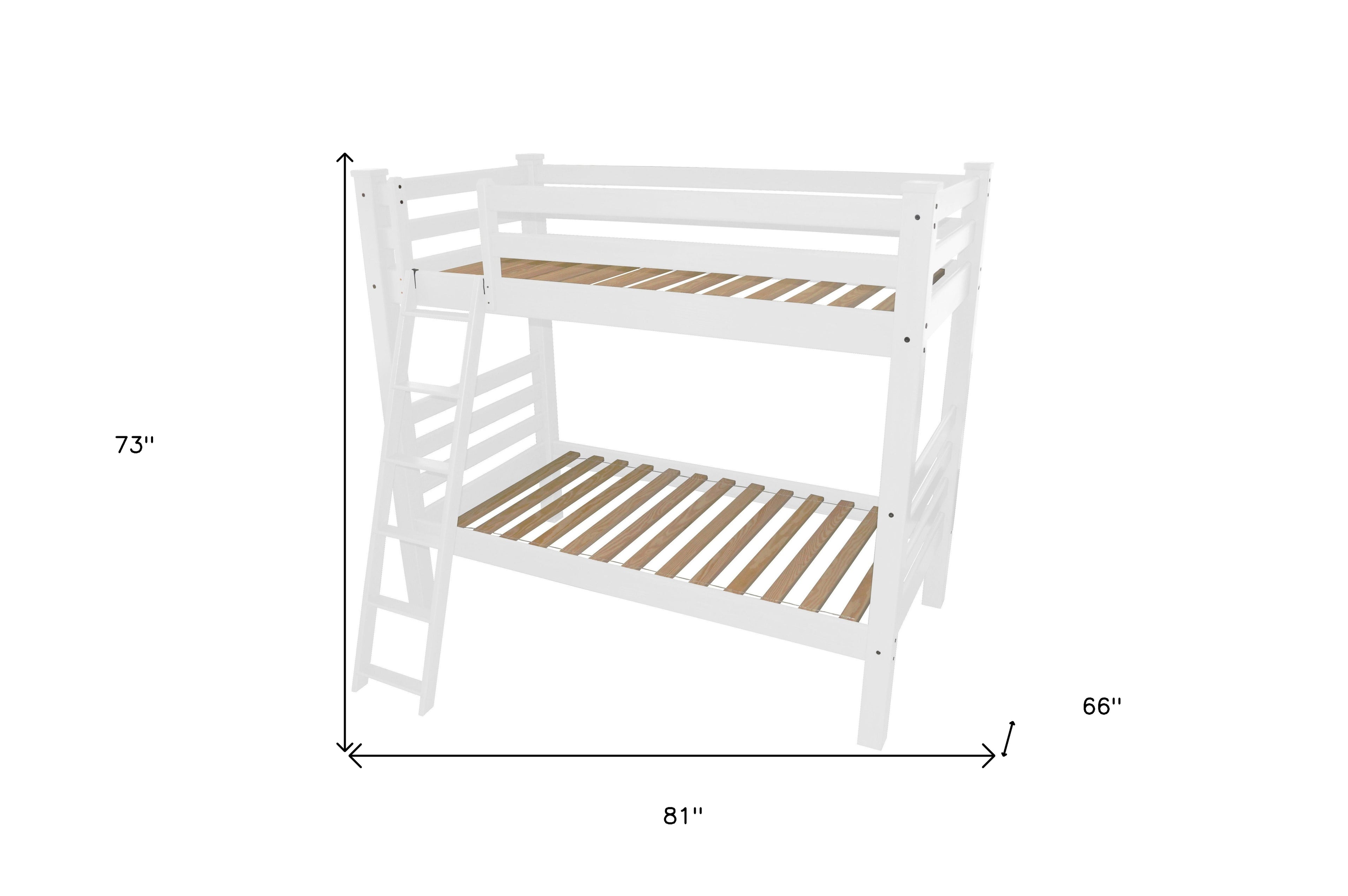 White Twin Traditional Solid Wood Bunk Bed