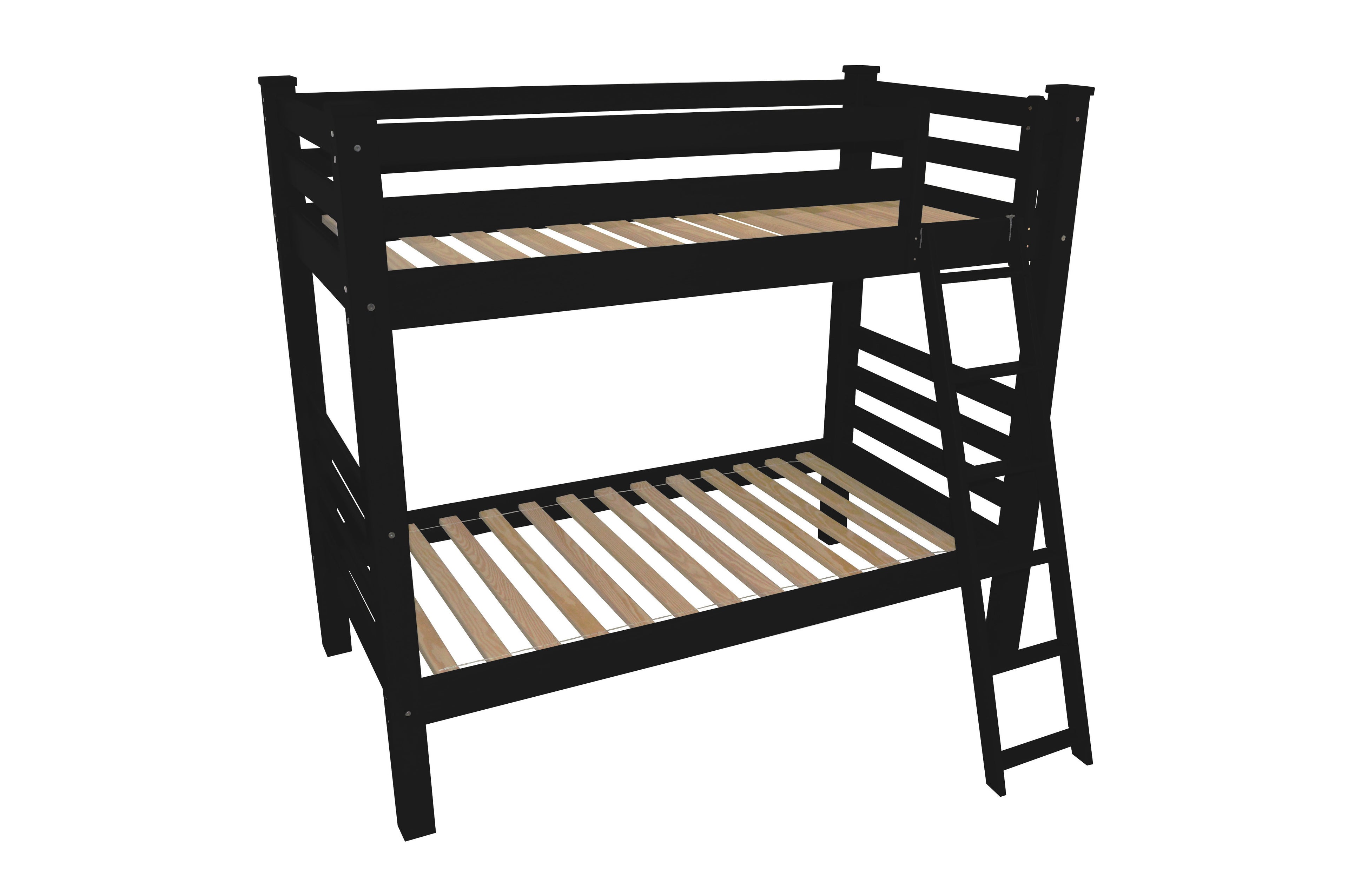 Black Full Over Full Solid Wood Bunk Bed