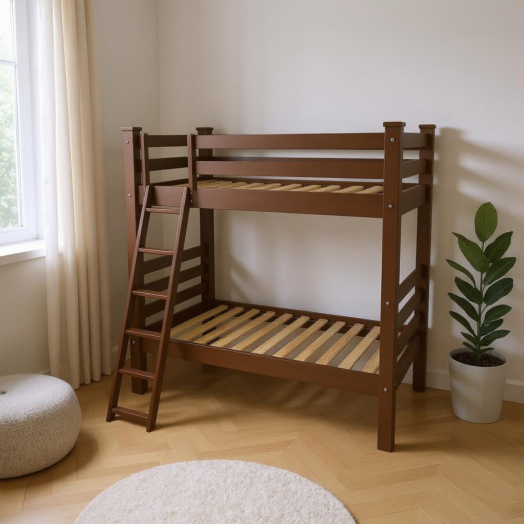 Brown Full Traditional Solid Wood Bunk Bed