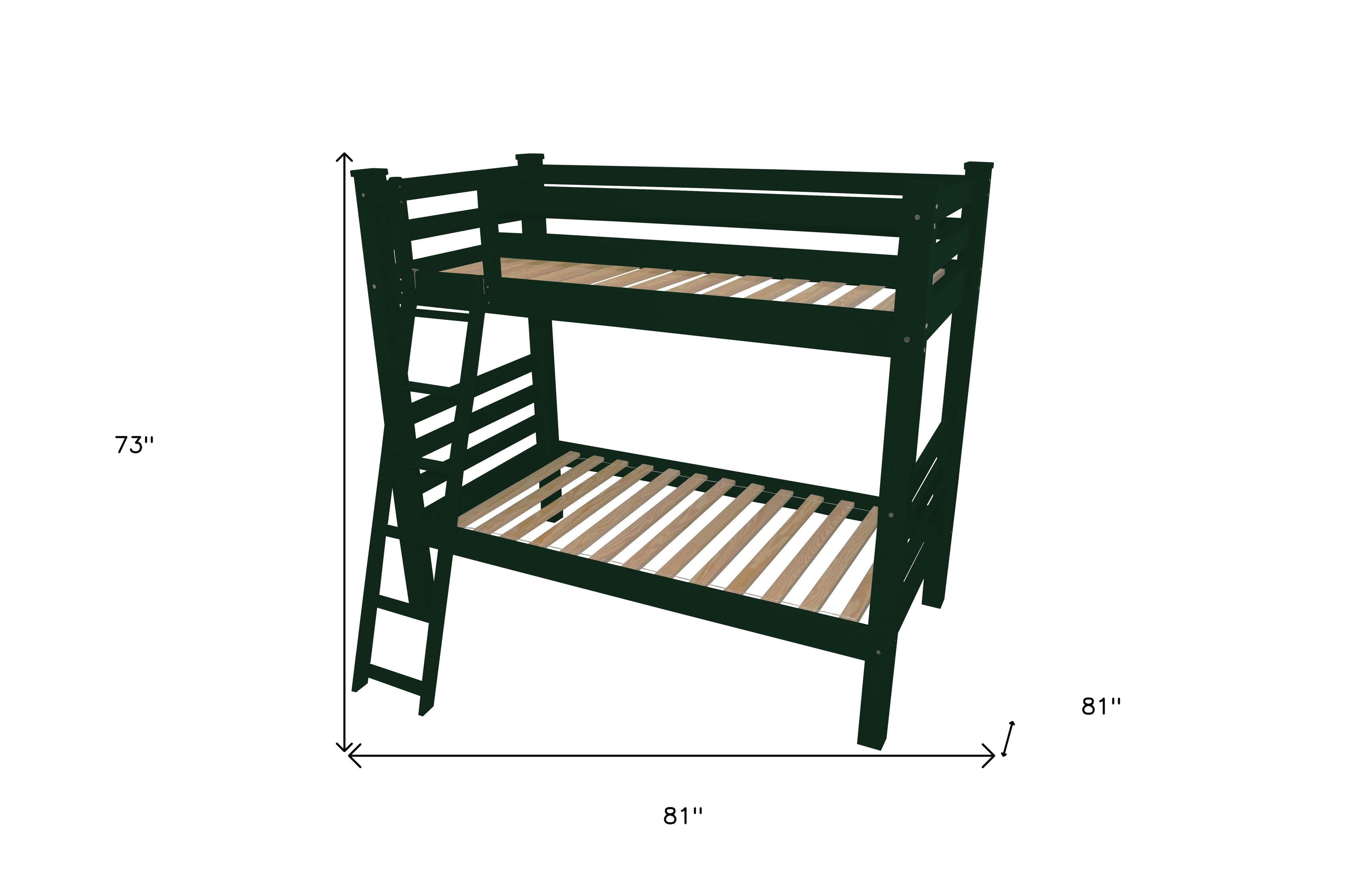 Green Full Traditional Solid Wood Bunk Bed