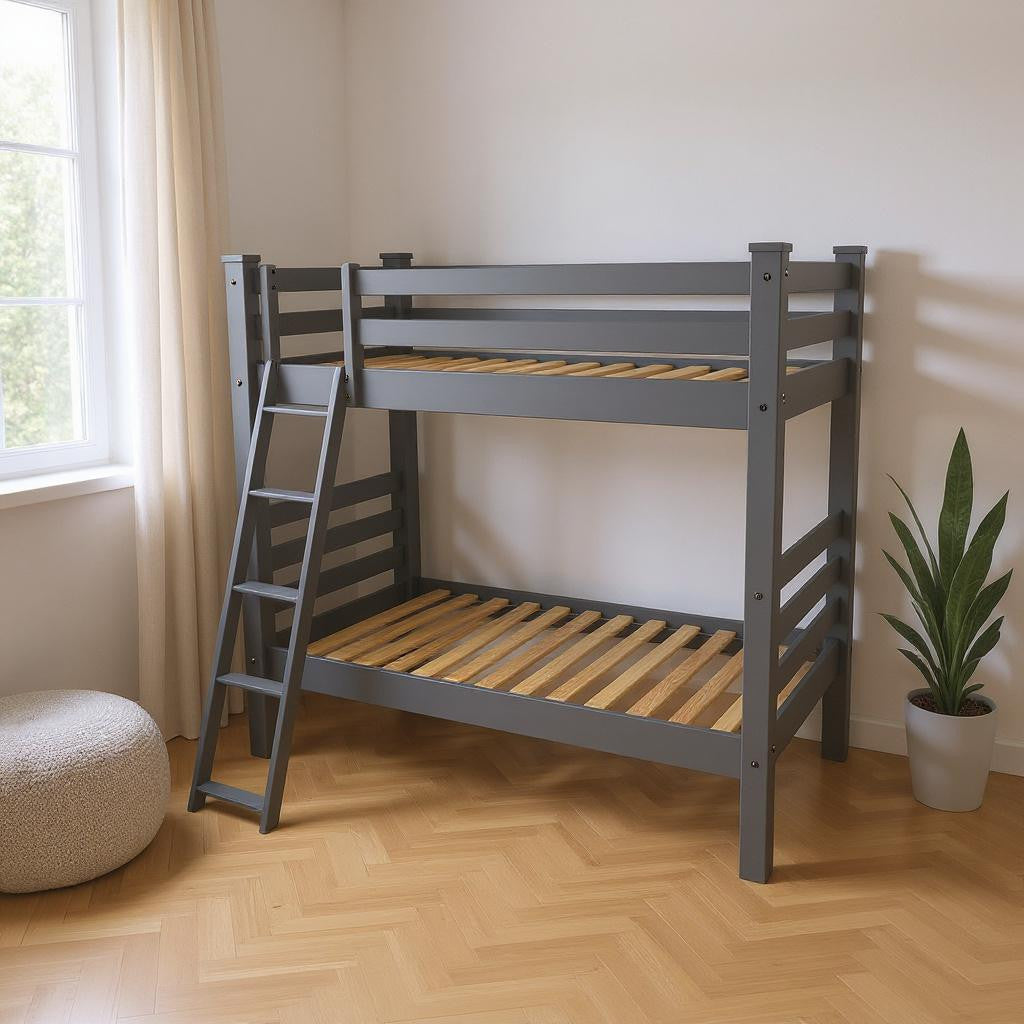 Gray Full Traditional Solid Wood Bunk Bed