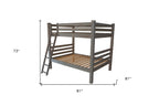 Gray Full Over Full Solid Wood Bunk Bed