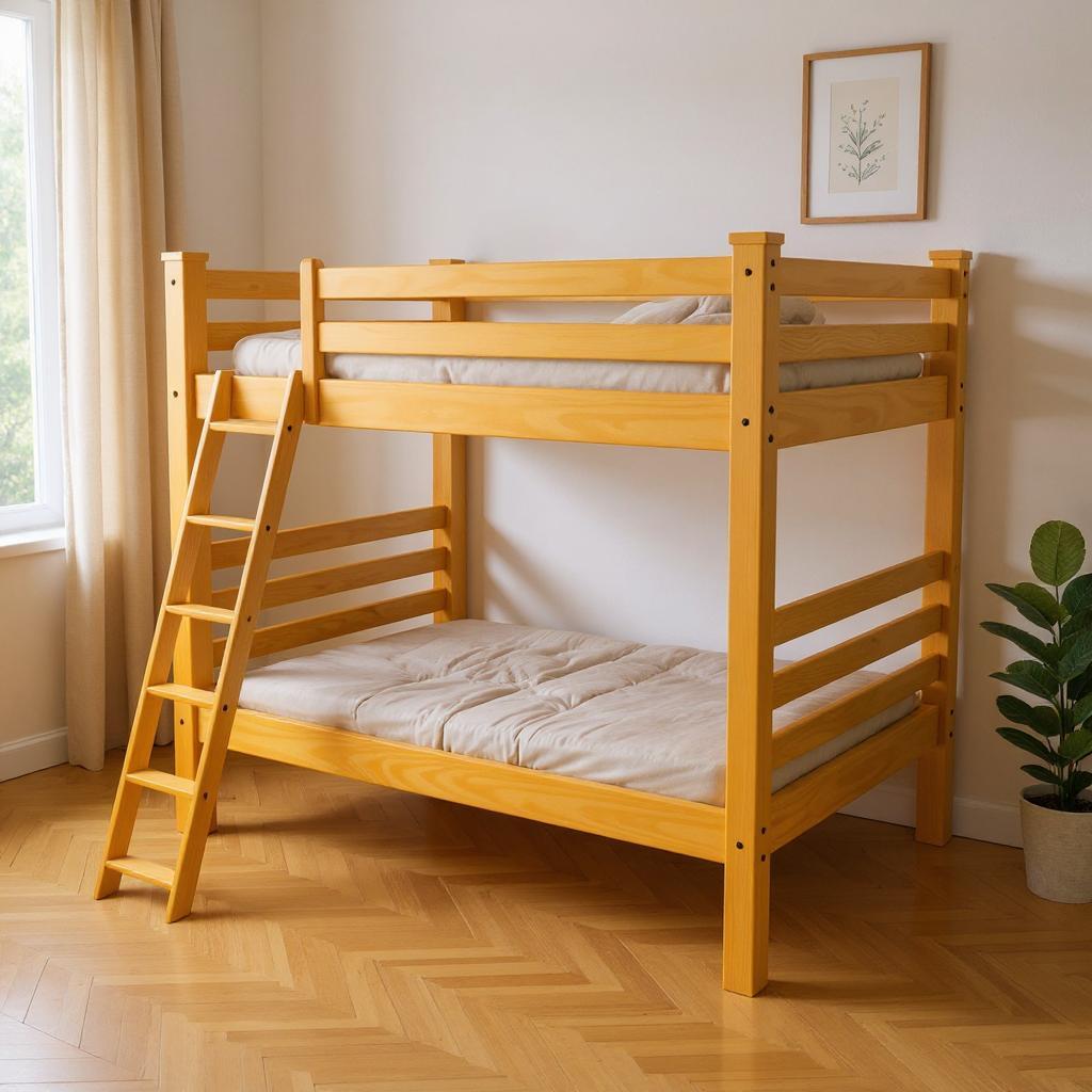 Yellow Full Over Full Solid Wood Bunk Bed