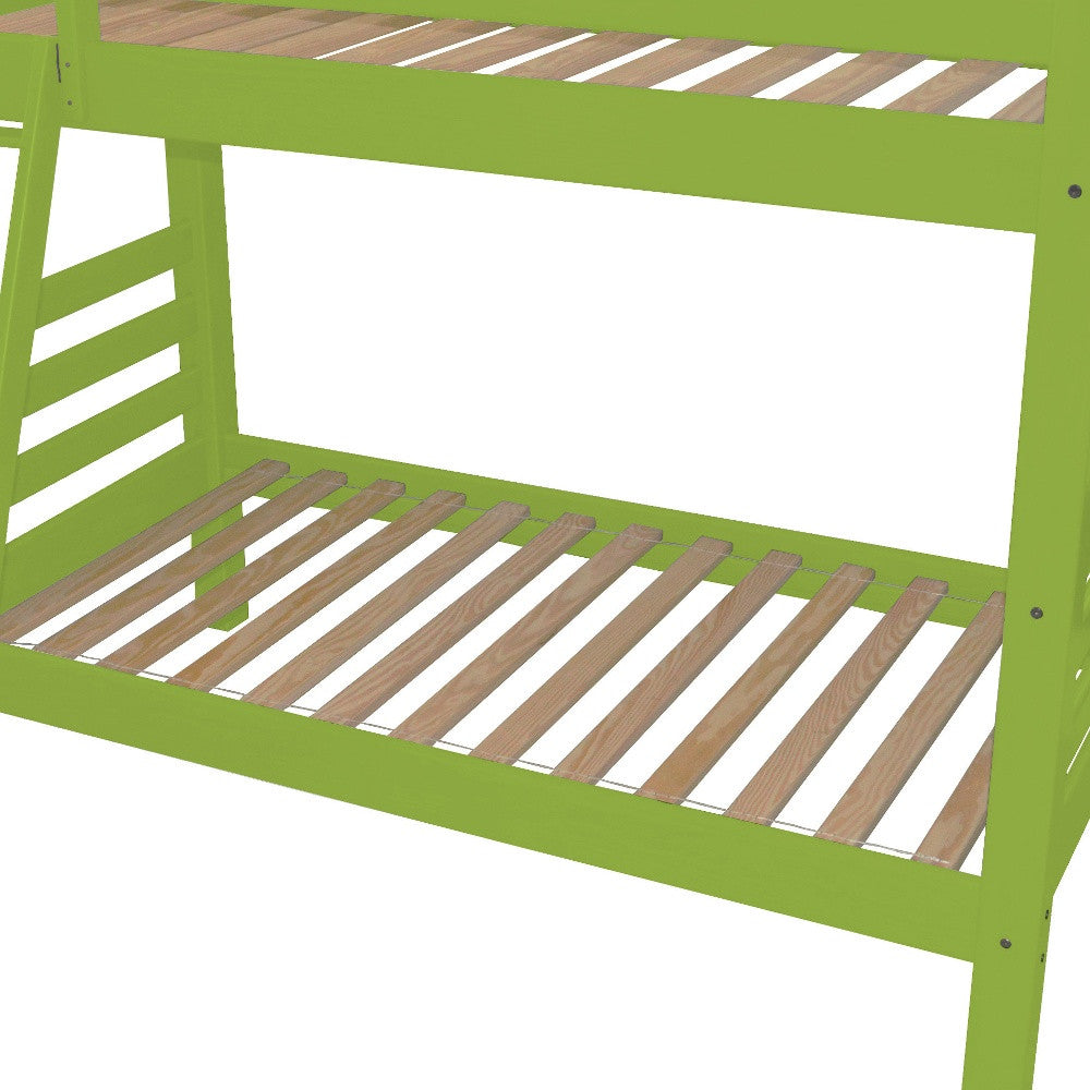 Green Full Traditional Solid Wood Bunk Bed